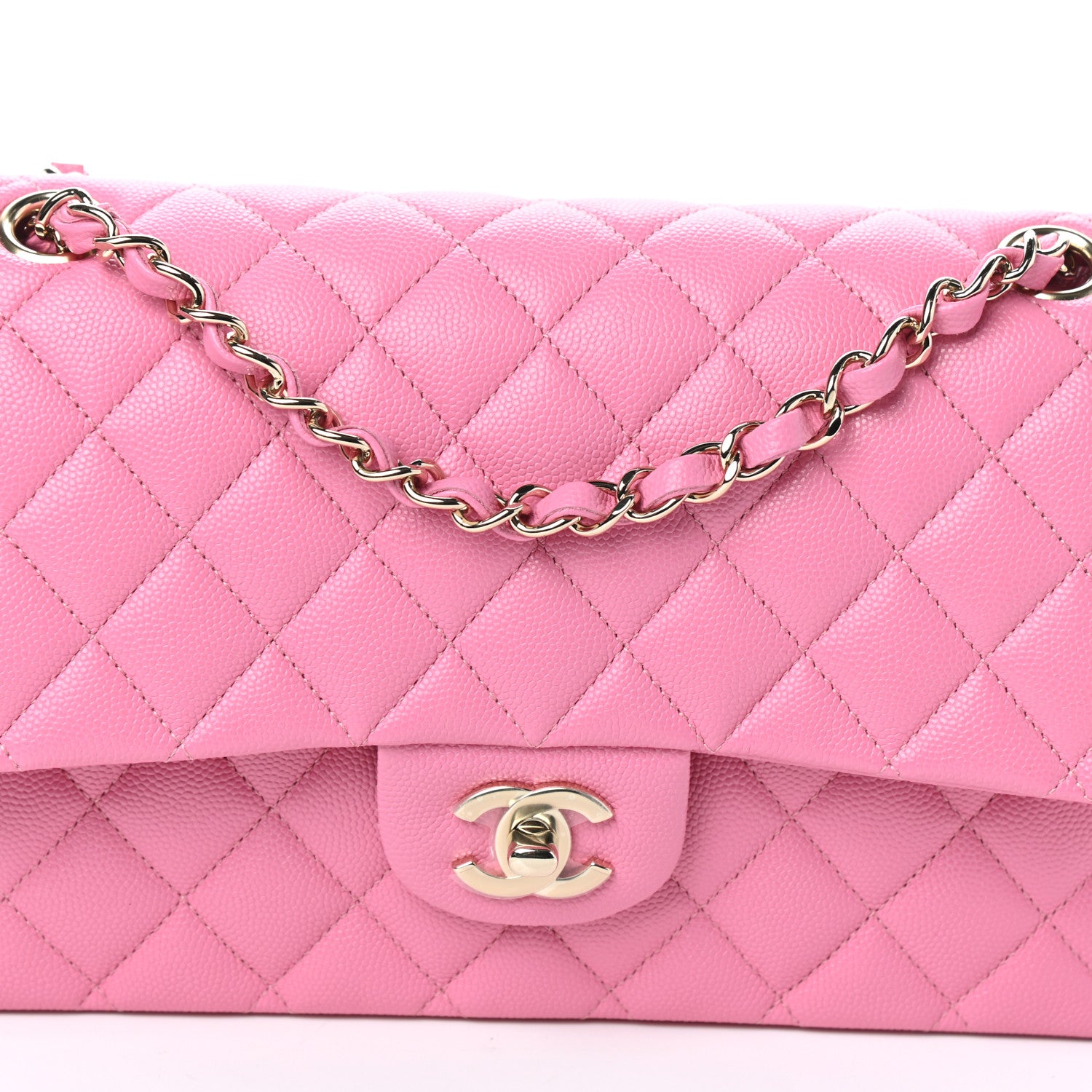 Chanel Caviar Quilted Medium Double Flap Pink 8 of 10