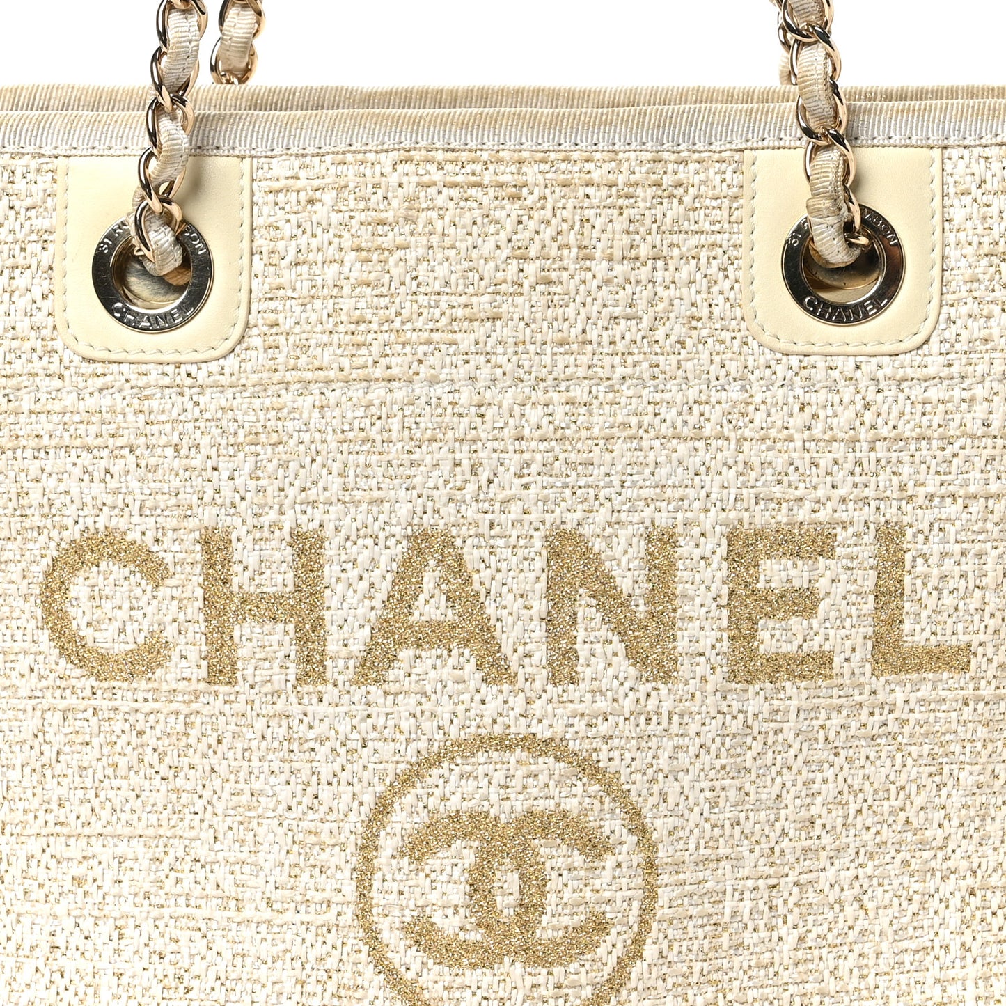 Lurex Boucle Mini Deauville Tote White