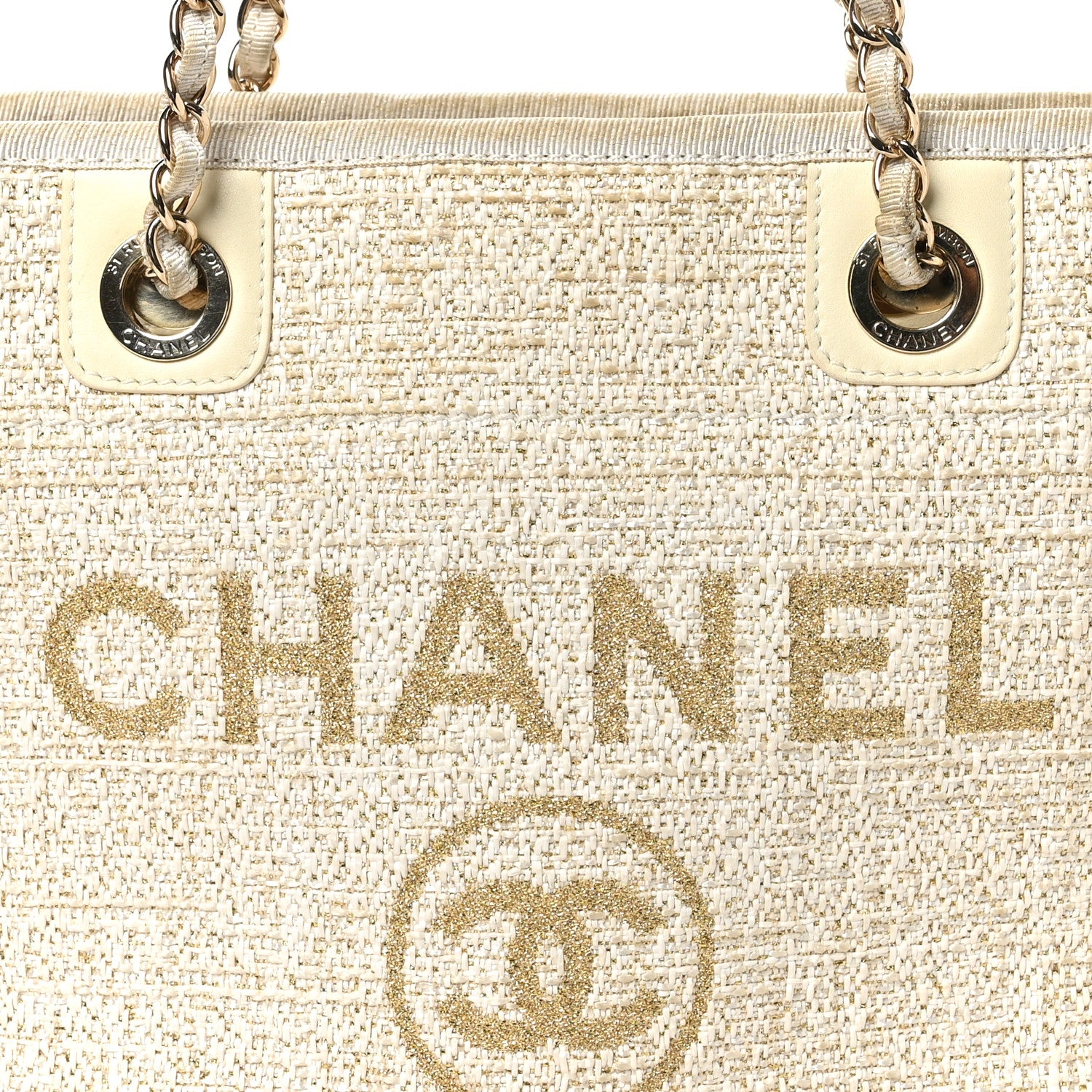 Chanel Lurex Boucle Mini Deauville Tote White 8 of 10