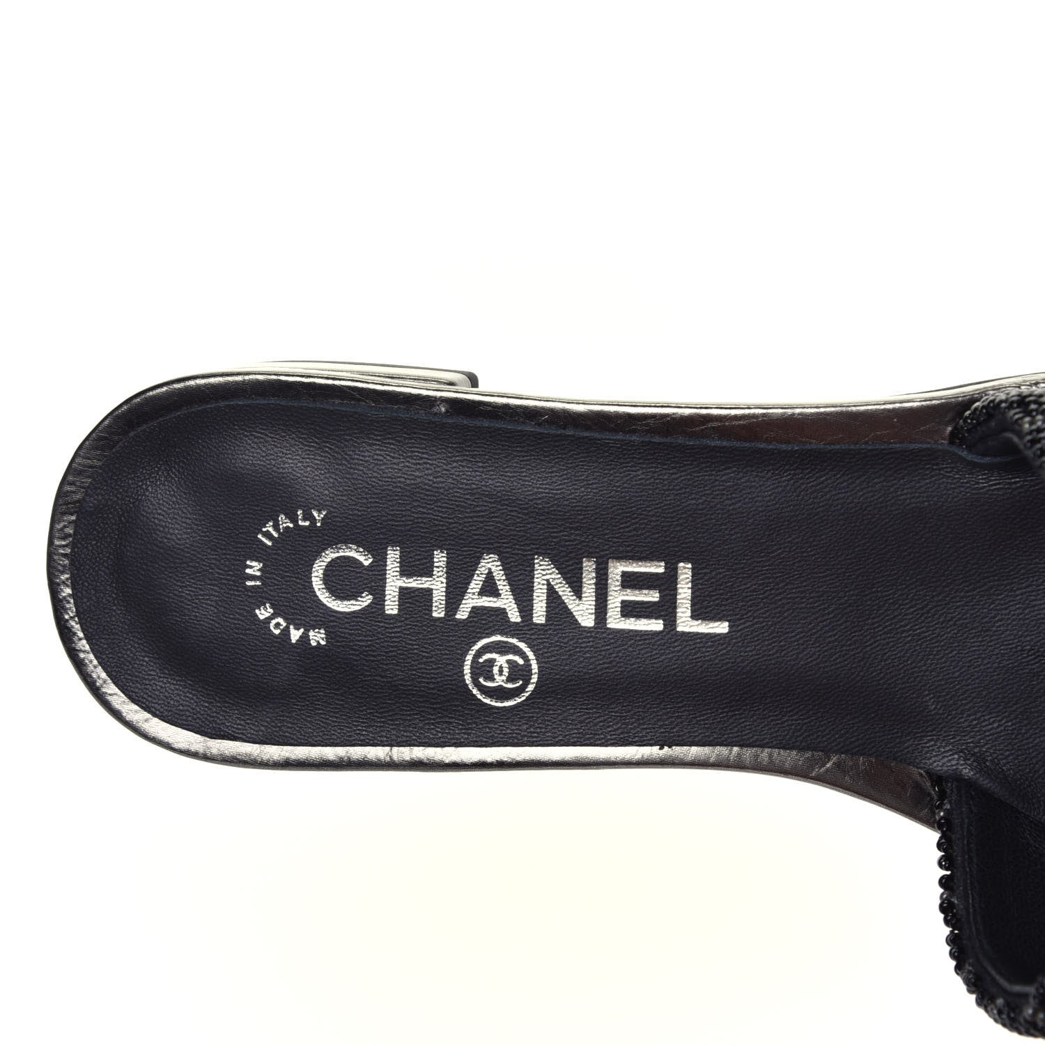 Chanel Pearl Embroidery CC Mules 36.5 Black 6 of 8