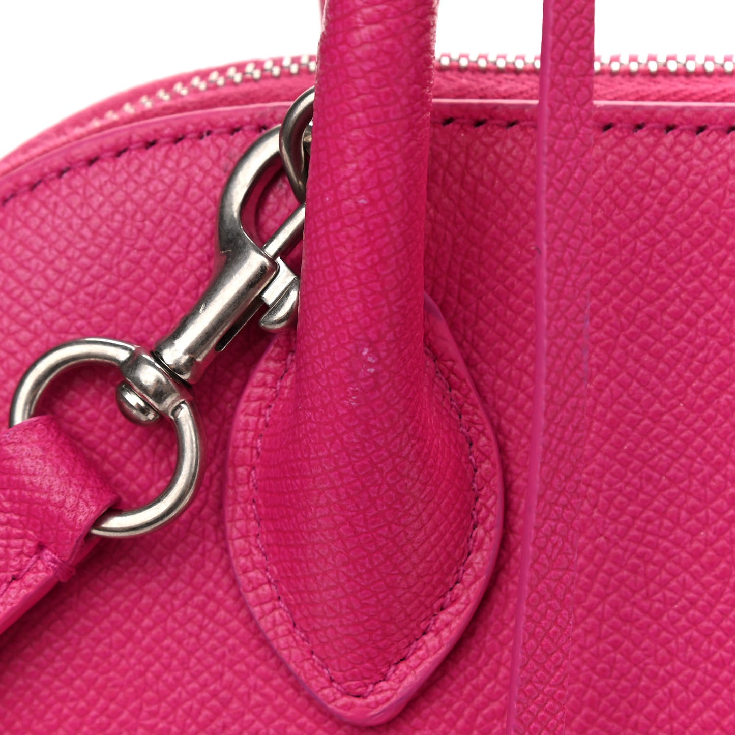 Signature Grained Calfskin Logo S Ville Top Handle Bag Fuchsia
