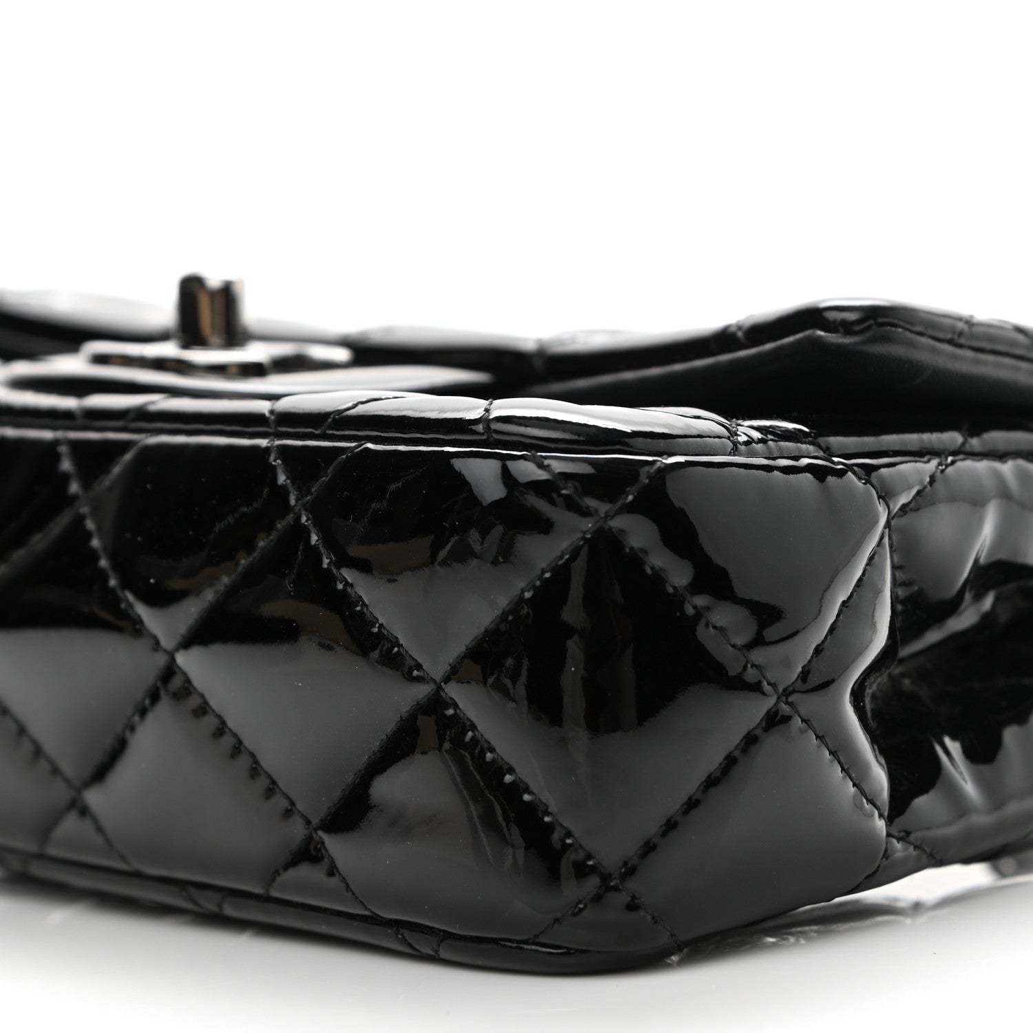 Chanel Patent Calfskin Quilted Extra Mini Rectangular Flap Black 10 of 10