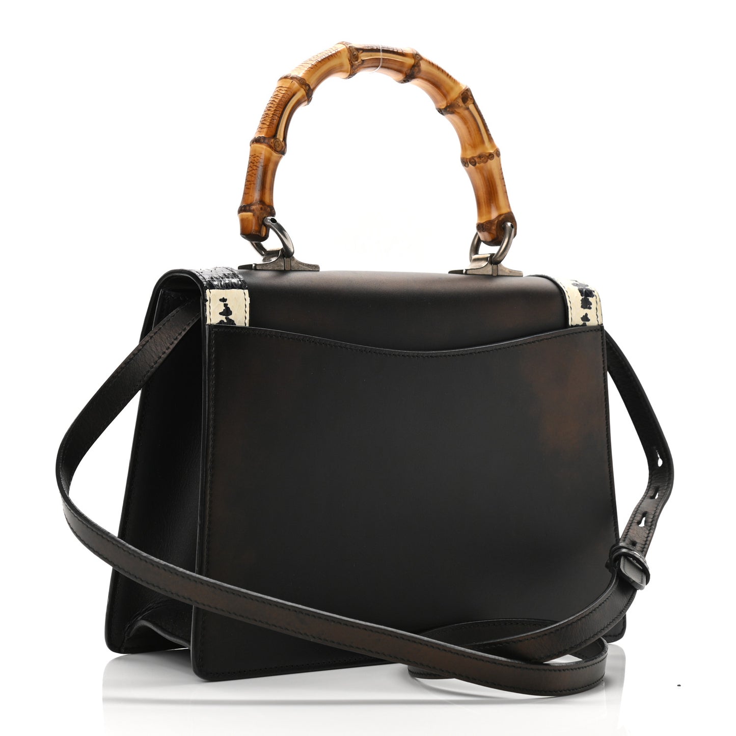Calfskin Snakeskin Small Lilith Top Handle Bag Brown