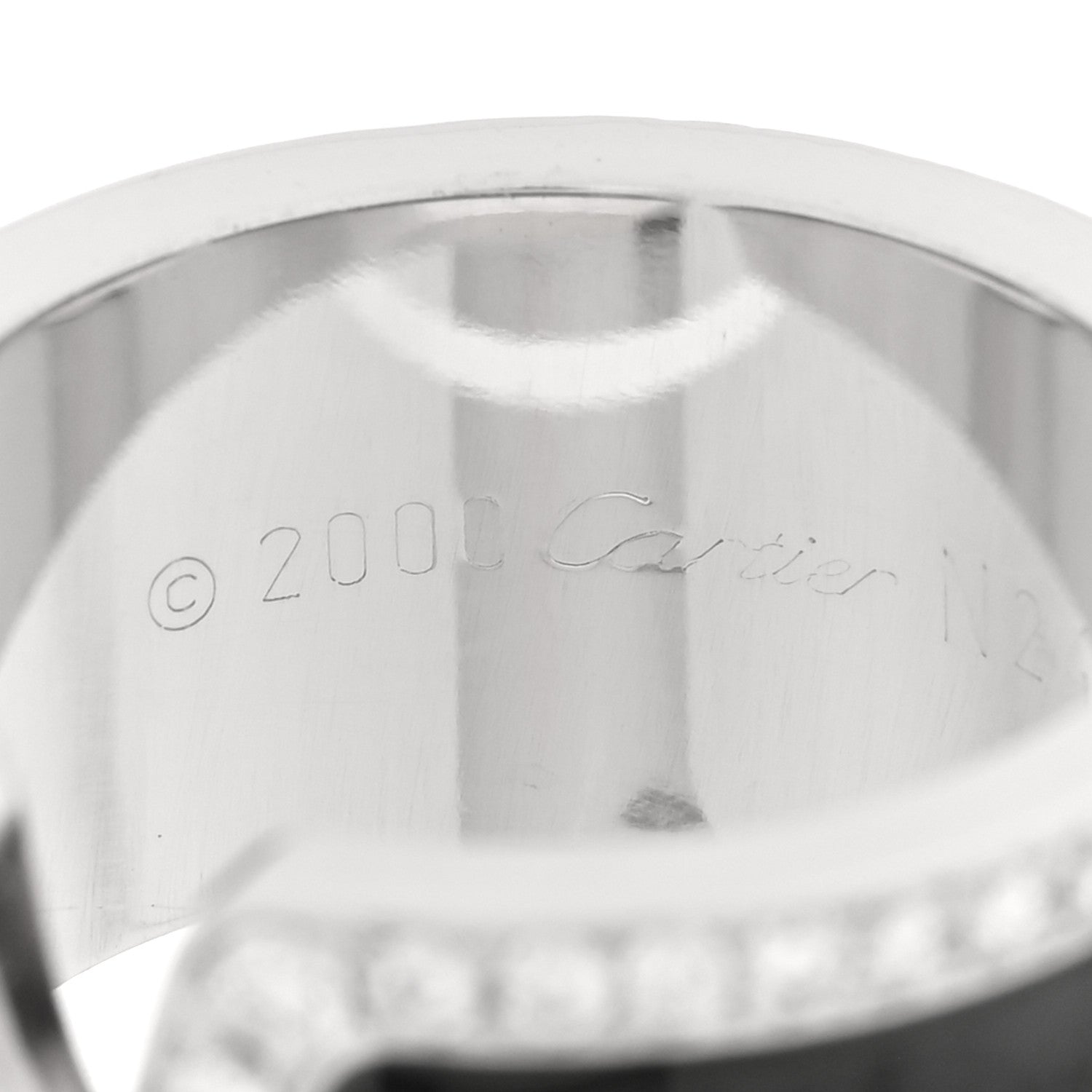 Cartier 18K White Gold Enamel Diamond 10mm Logo De Cartier Ring 51 5.75 Black 4 of 6