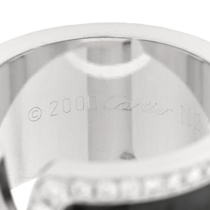 Cartier 18K White Gold Enamel Diamond 10mm Logo De Cartier Ring 51 5.75 Black 4 of 6