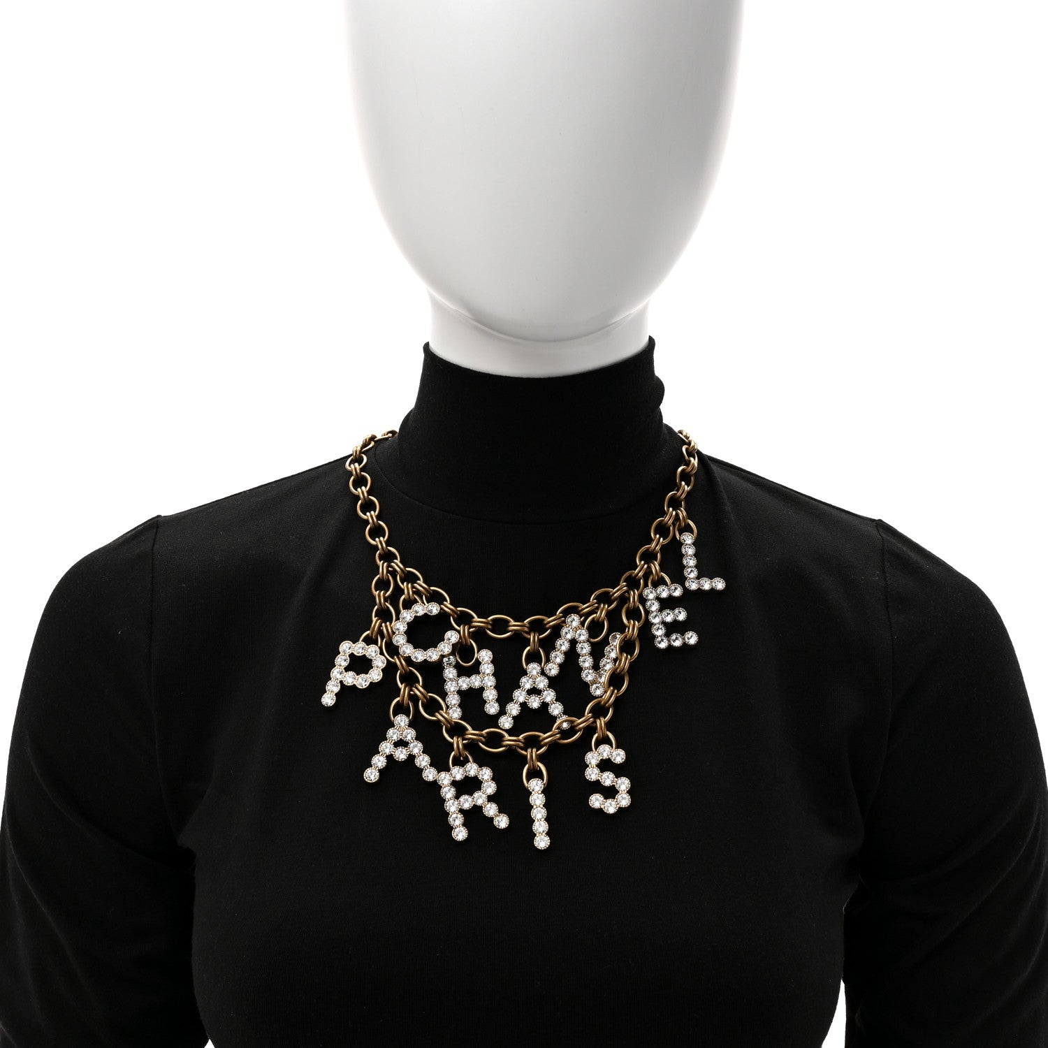 Chanel Crystal City of Lights Letter Chain Necklace Gold 2 of 5
