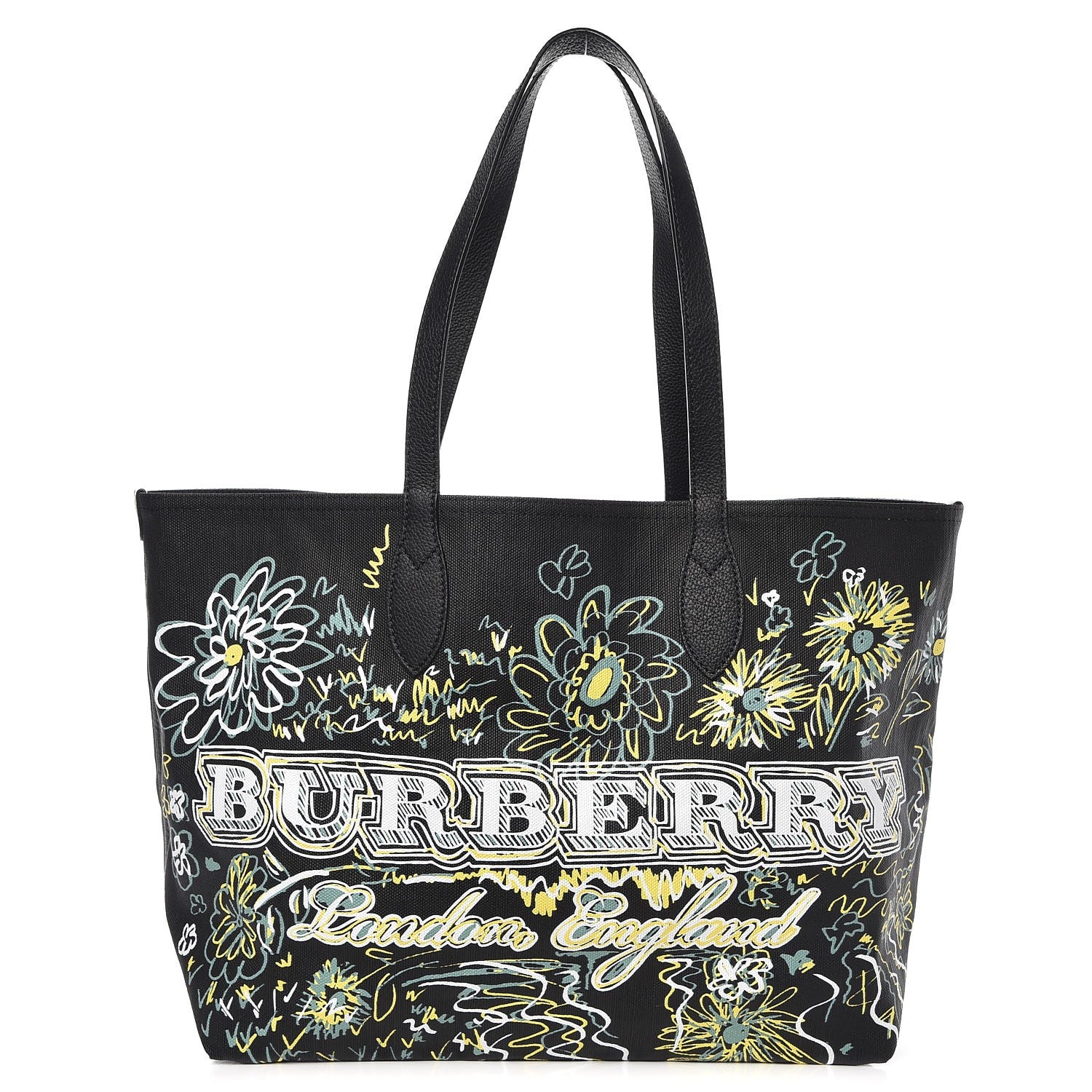 Burberry Coated Canvas Medium Reversible Doodle Tote Black 1 of 15