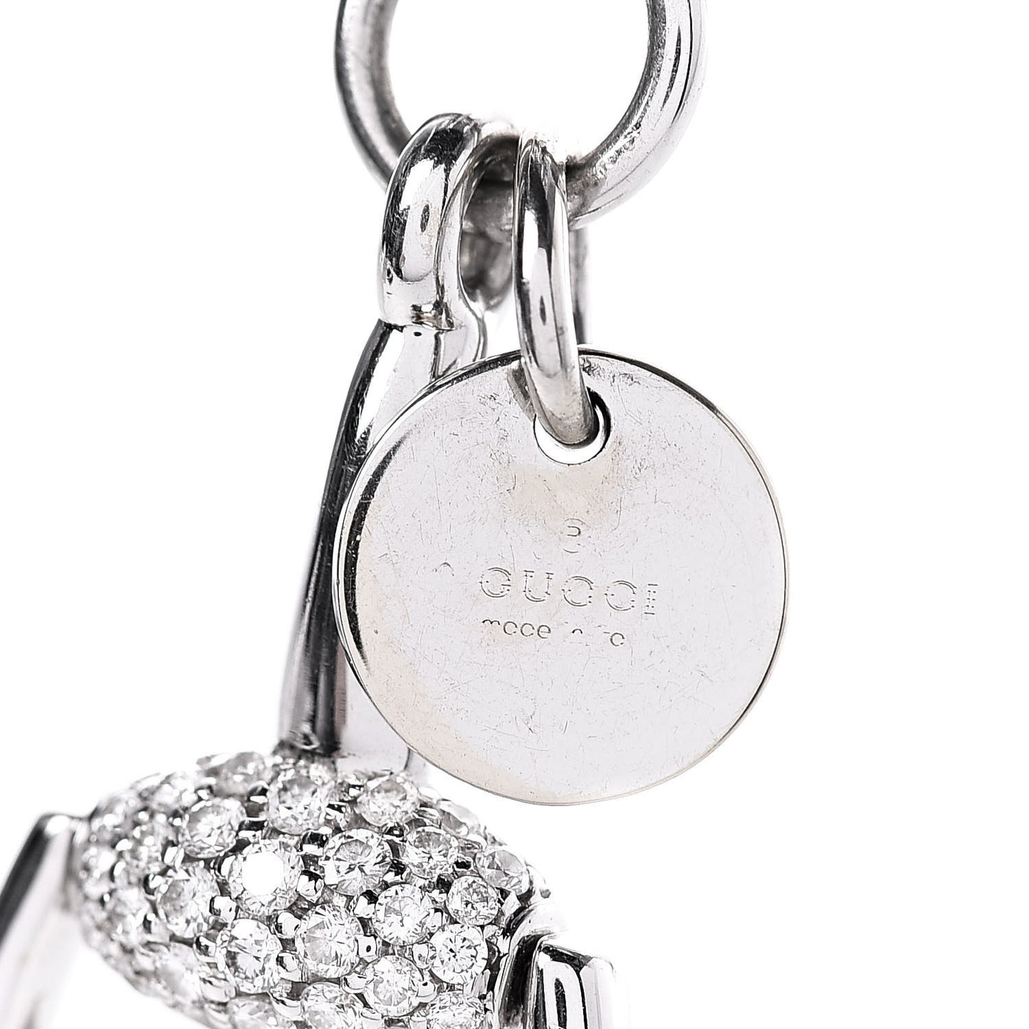 18K White Gold Diamond Horsebit Pendant Necklace