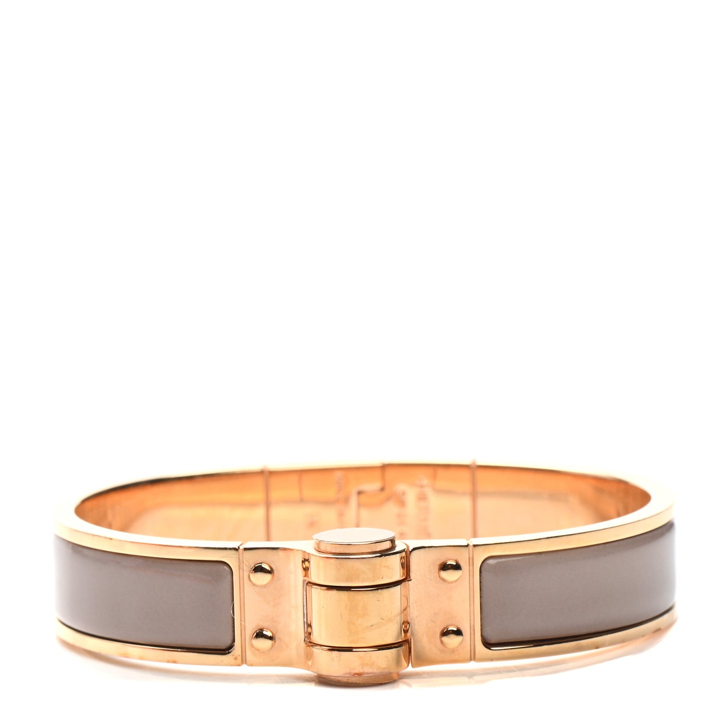 Enamel Charniere Uni Narrow Hinged Bracelet S Marron Glace
