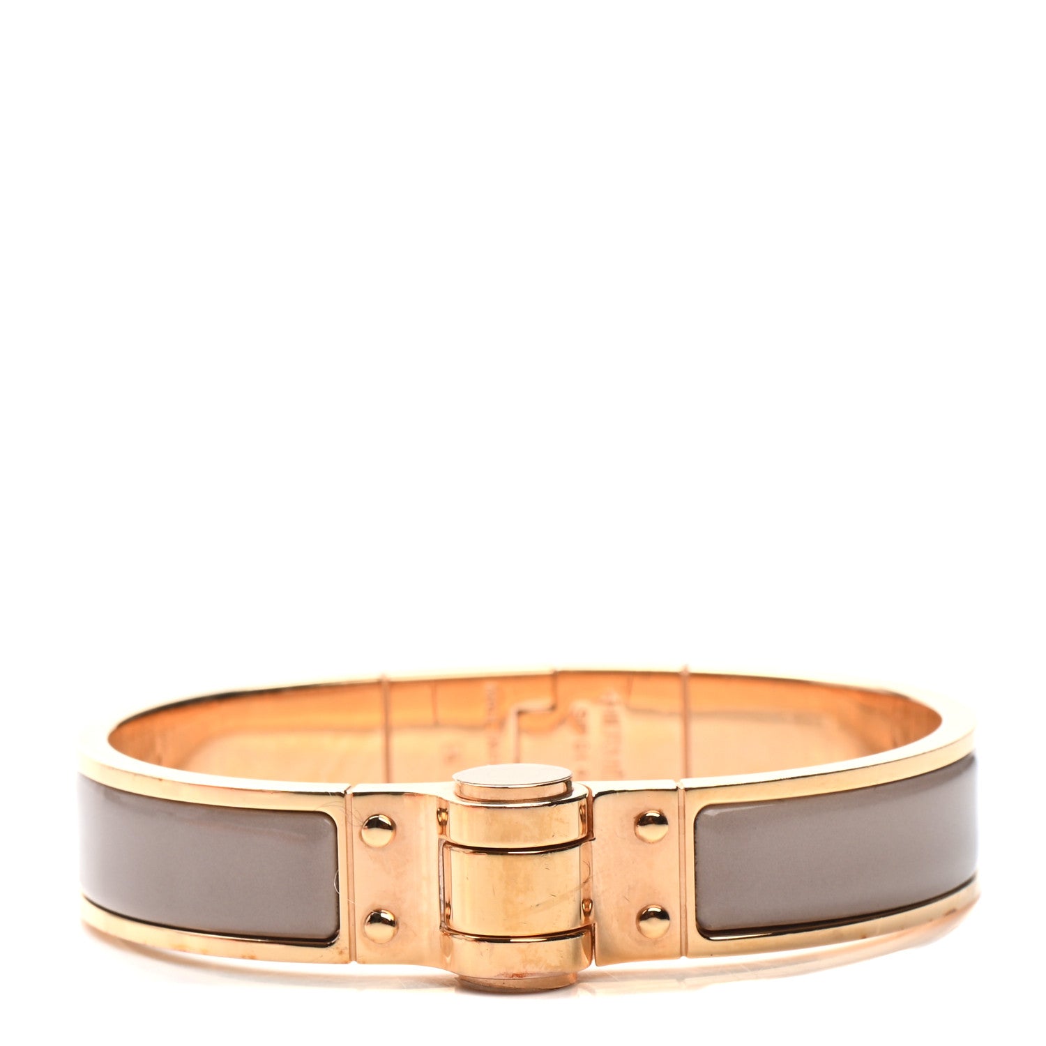 Hermes Enamel Charniere Uni Narrow Hinged Bracelet S Marron Glace 1 of 4
