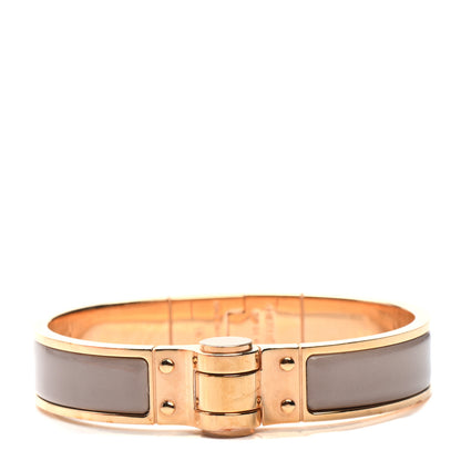 Hermes Enamel Charniere Uni Narrow Hinged Bracelet S Marron Glace 1 of 4