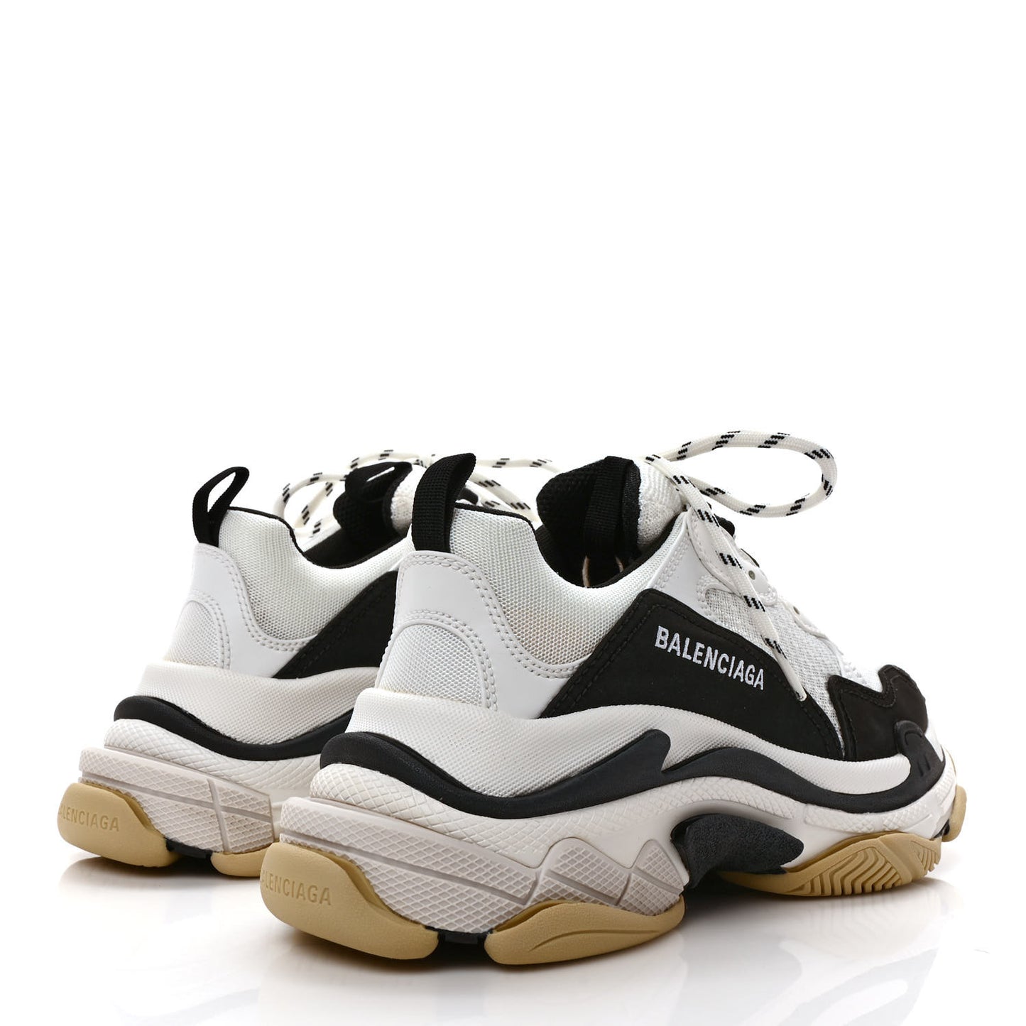 Fabric Mesh Womens Triple S Sneakers 40 White Black