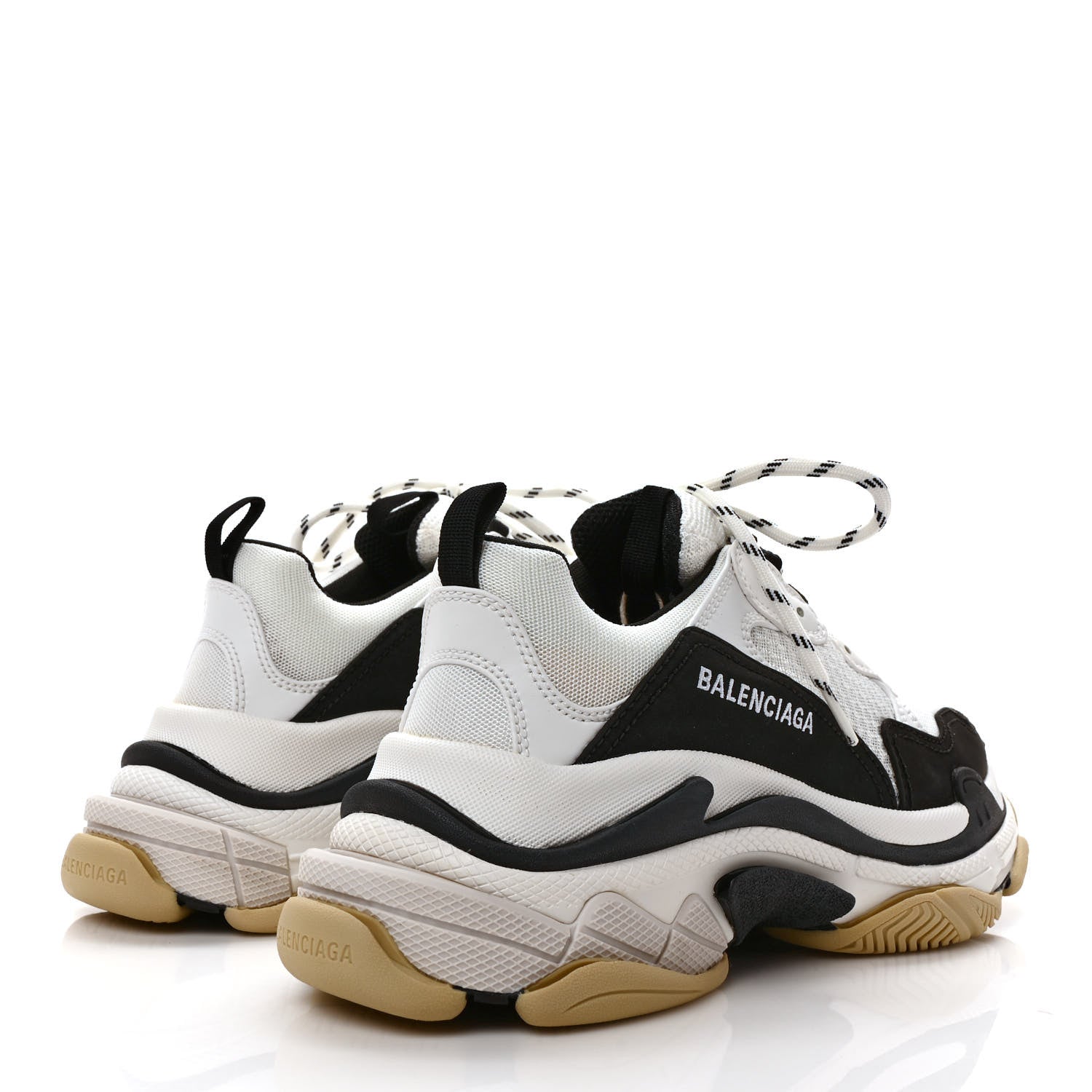 Balenciaga Fabric Mesh Womens Triple S Sneakers 40 White Black 4 of 9