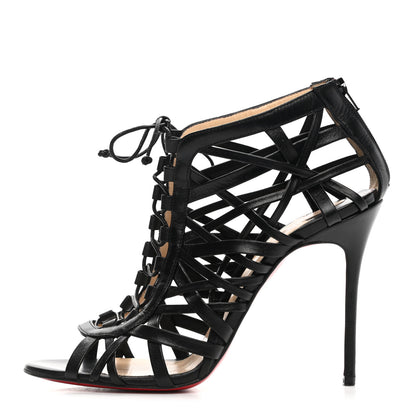 Christian Louboutin Kid Laurence Anyway 100 Cage Sandals 37 Black 1 of 7