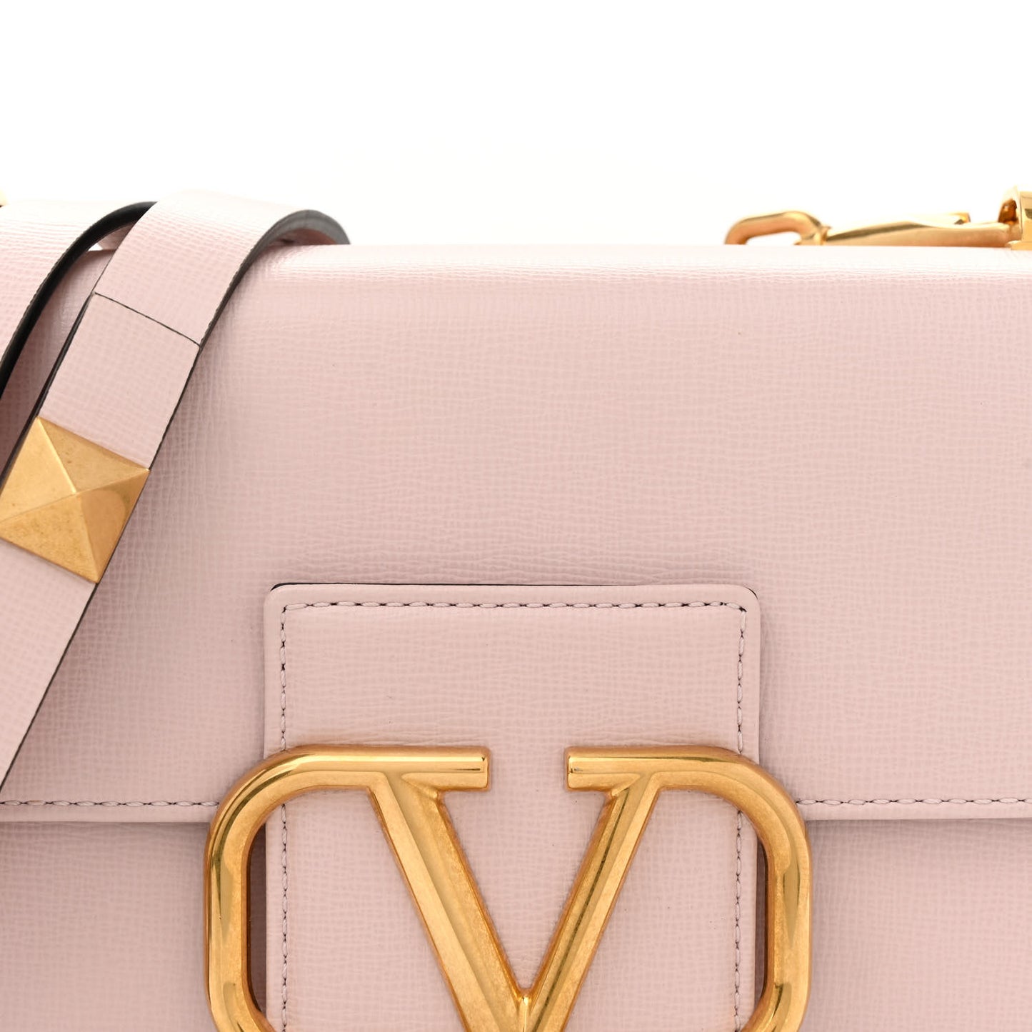 Textured Calfskin Stud Sign Shoulder Bag Rose Quartz