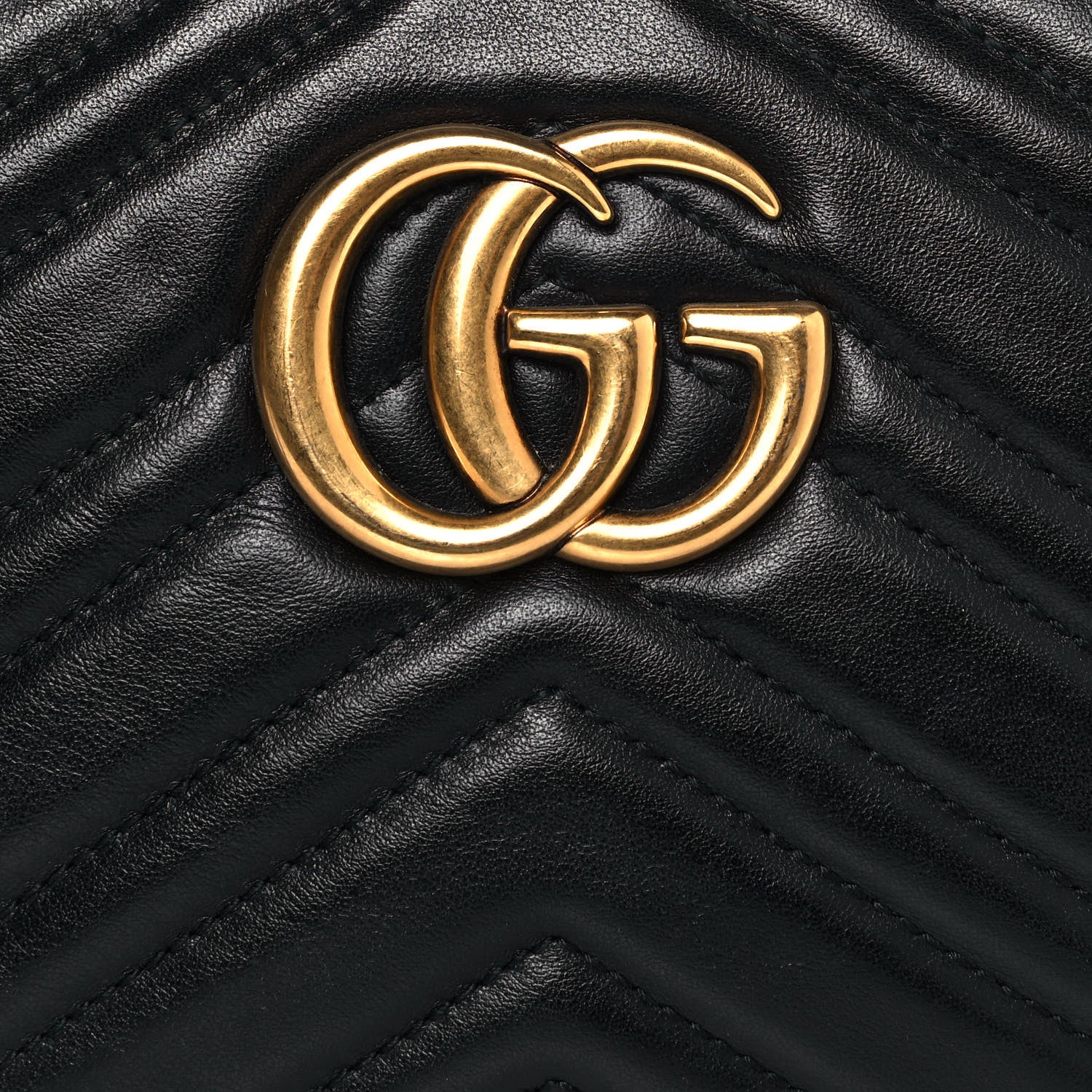 Gucci Calfskin Matelasse Small GG Marmont Chain Shoulder Bag Black 8 of 12