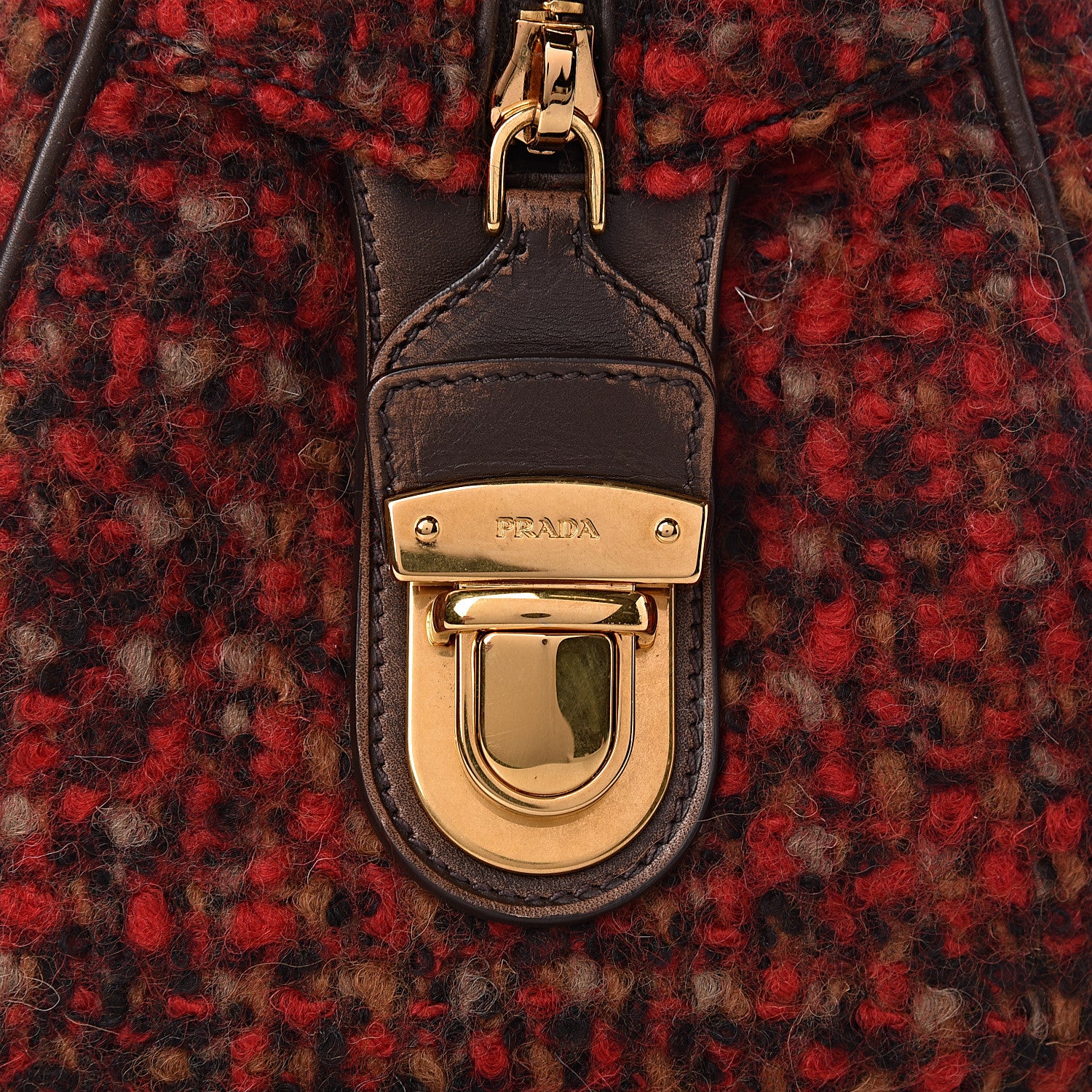Prada Tessuto Tweed Vitello Bowling Bag Lacca Knicker 12 of 17