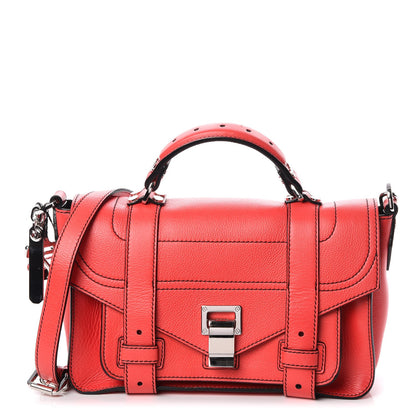 Proenza Schouler Grainy Calfskin Tiny PS1 Satchel Geranium 1 of 8