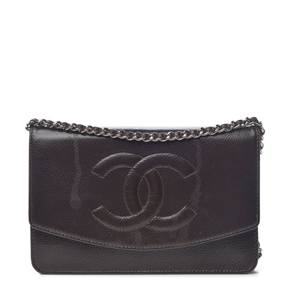 Chanel Caviar Timeless CC Wallet On Chain WOC Dark Brown 1 of 18