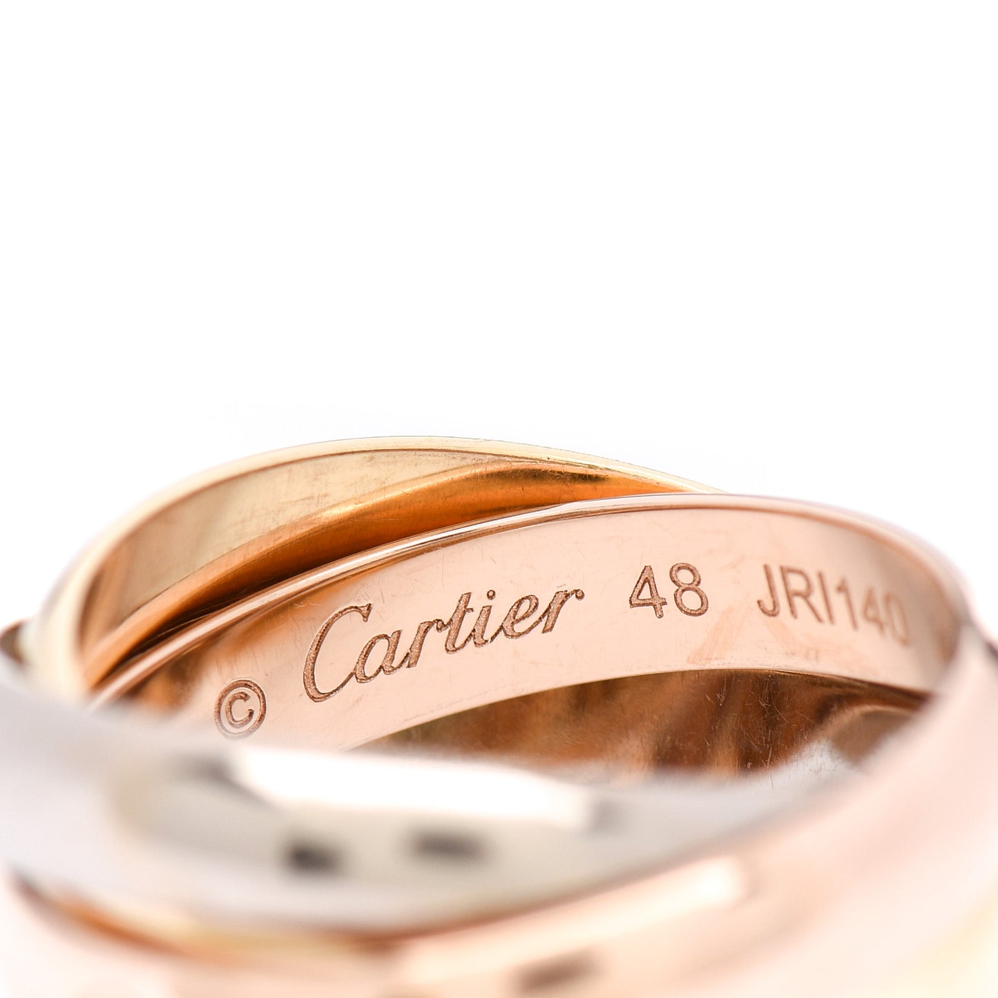 18K Pink Yellow White Gold Classic Trinity Ring 48 4.5