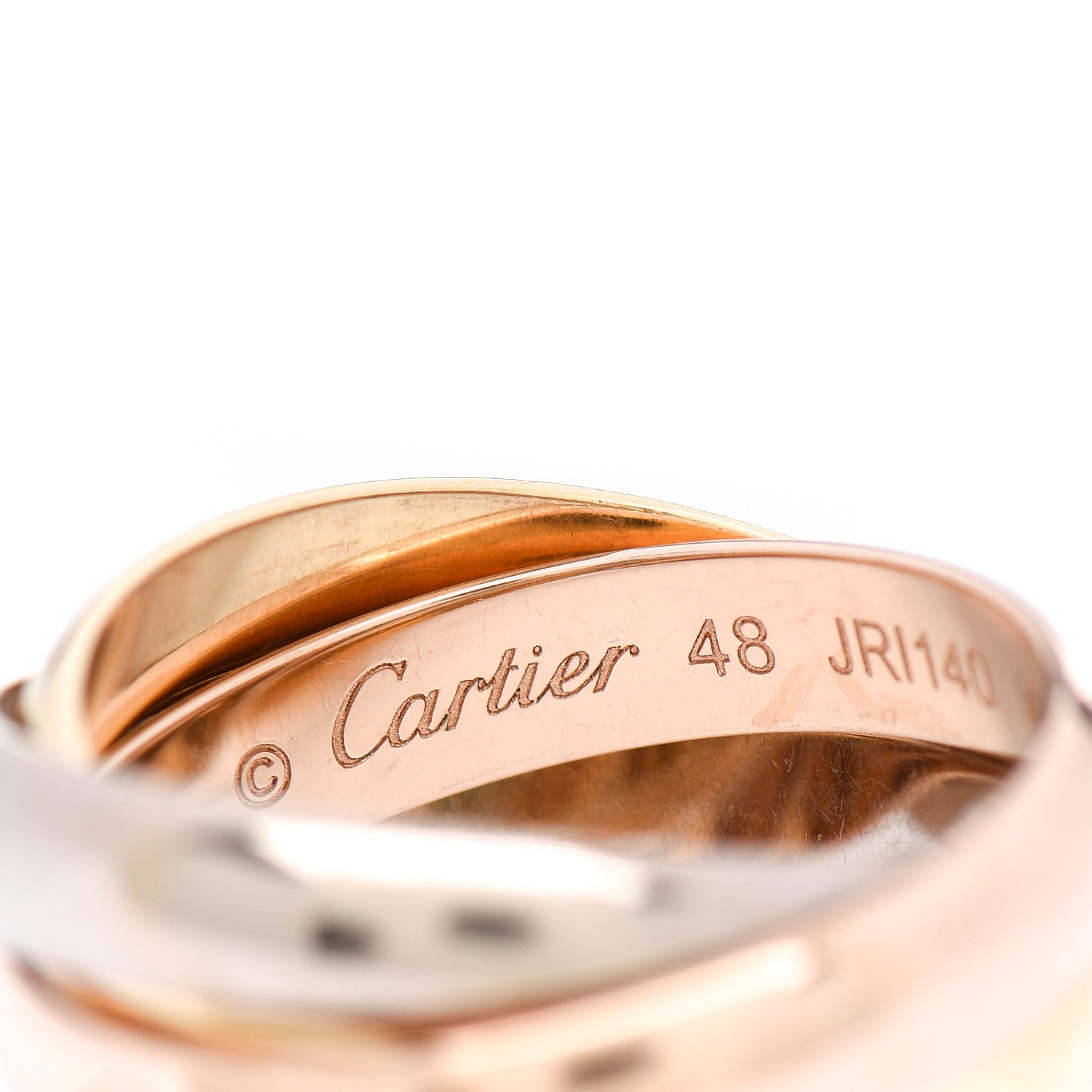 Cartier 18K Pink Yellow White Gold Classic Trinity Ring 48 4.5 3 of 7