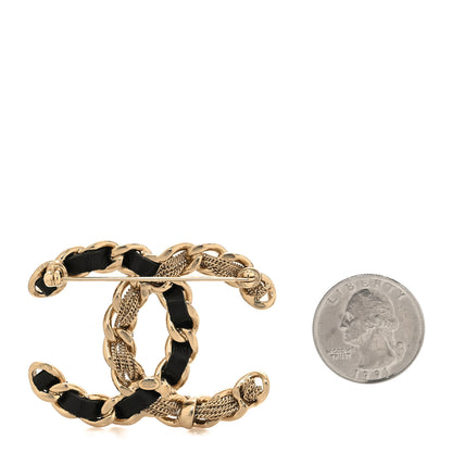 Chanel Metal Chain French New Wave CC Brooch Black Gold 2 of 4