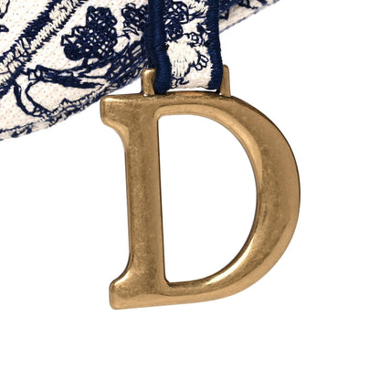 Christian Dior Canvas Embroidered Toile de Jouy Saddle Bag Blue 9 of 14