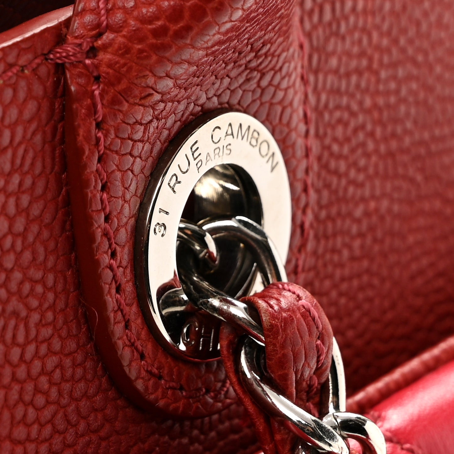 Calfskin Caviar Quilted Large Shopping Tote Red