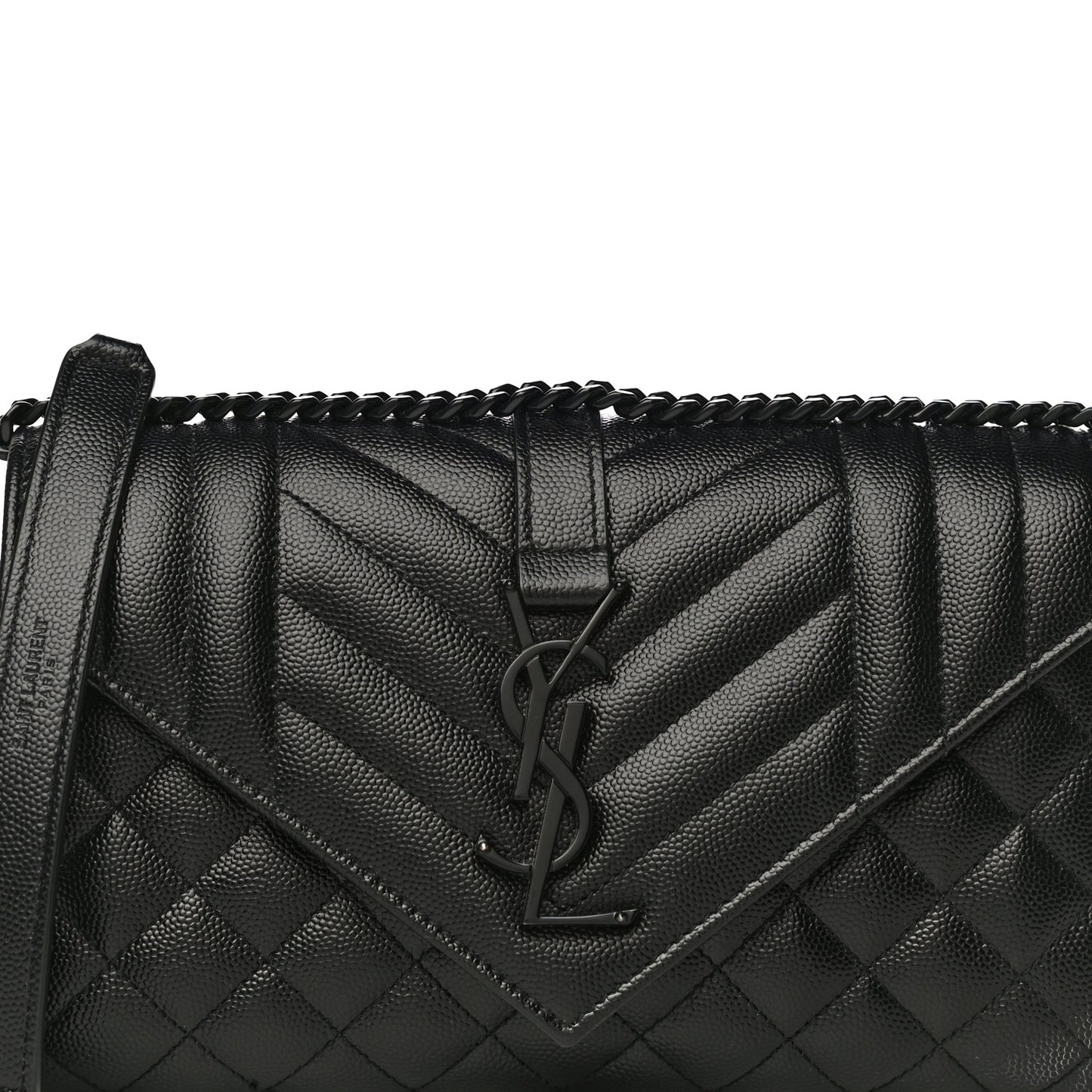 Grain De Poudre Textured Mixed Matelasse Triquilt Small Monogram Satchel Black