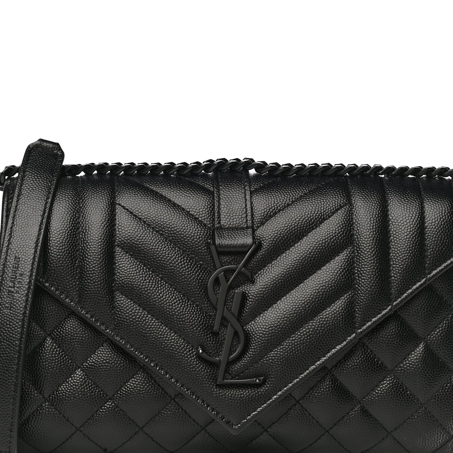 Saint Laurent Grain De Poudre Textured Mixed Matelasse Triquilt Small Monogram Satchel Black 7 of 11