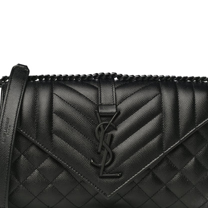 Saint Laurent Grain De Poudre Textured Mixed Matelasse Triquilt Small Monogram Satchel Black 7 of 11
