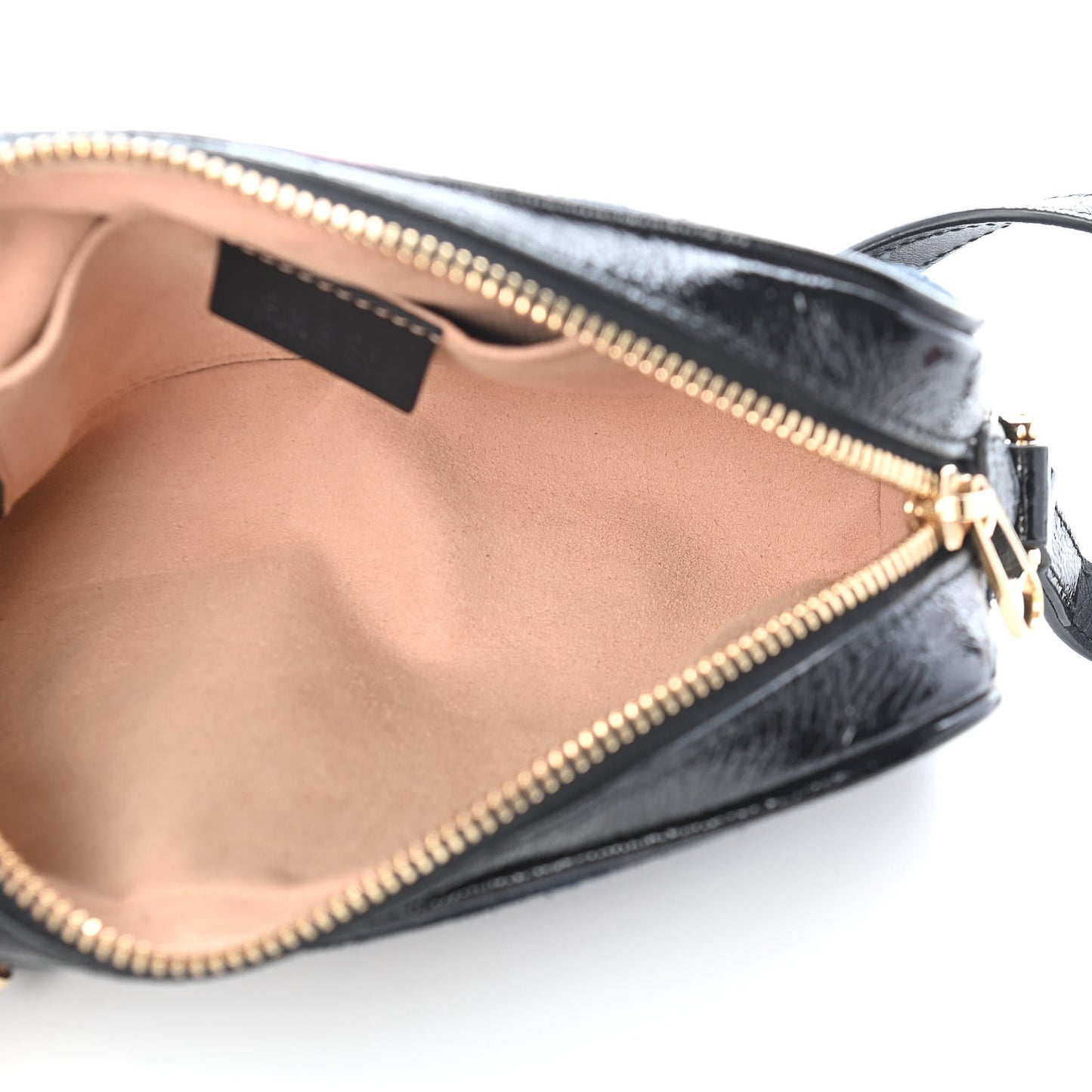 Suede Patent Web Mini Ophidia Shoulder Bag Blue Black