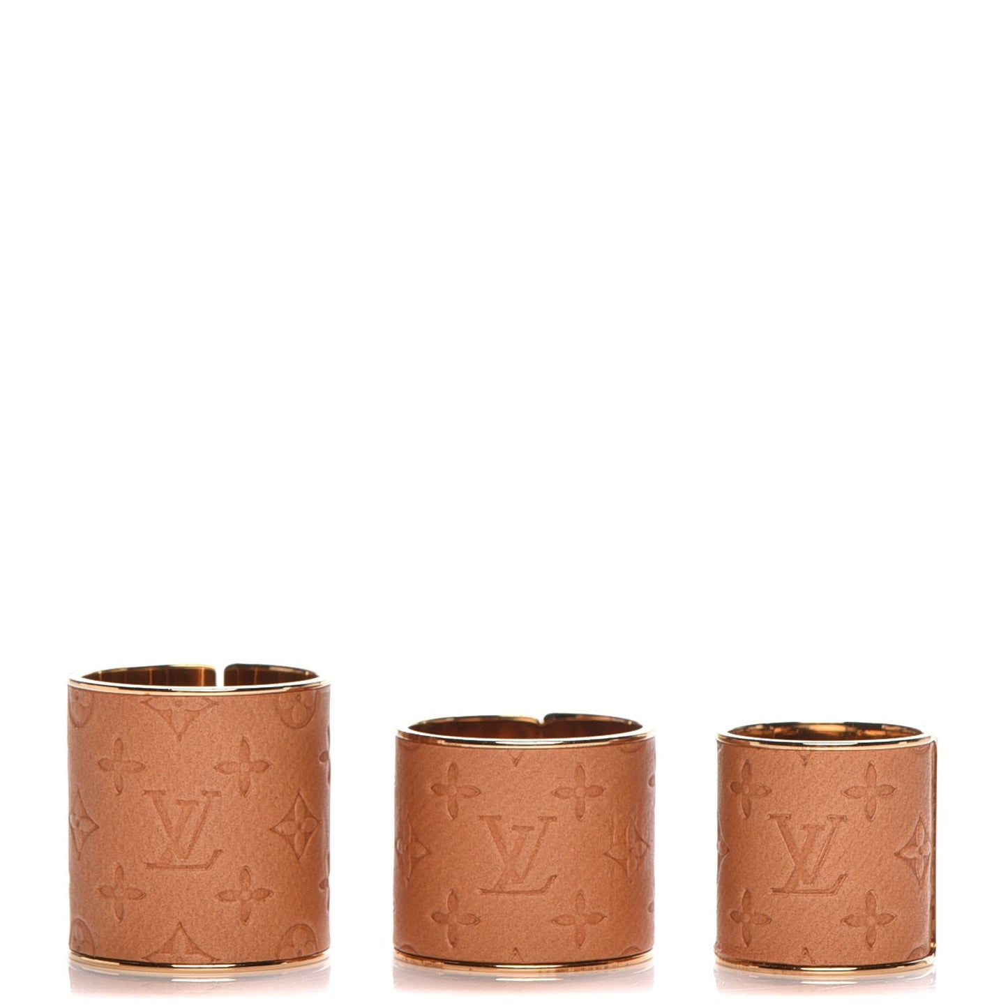 Calfskin Monogram Embossed Skin 3 Ring Set L
