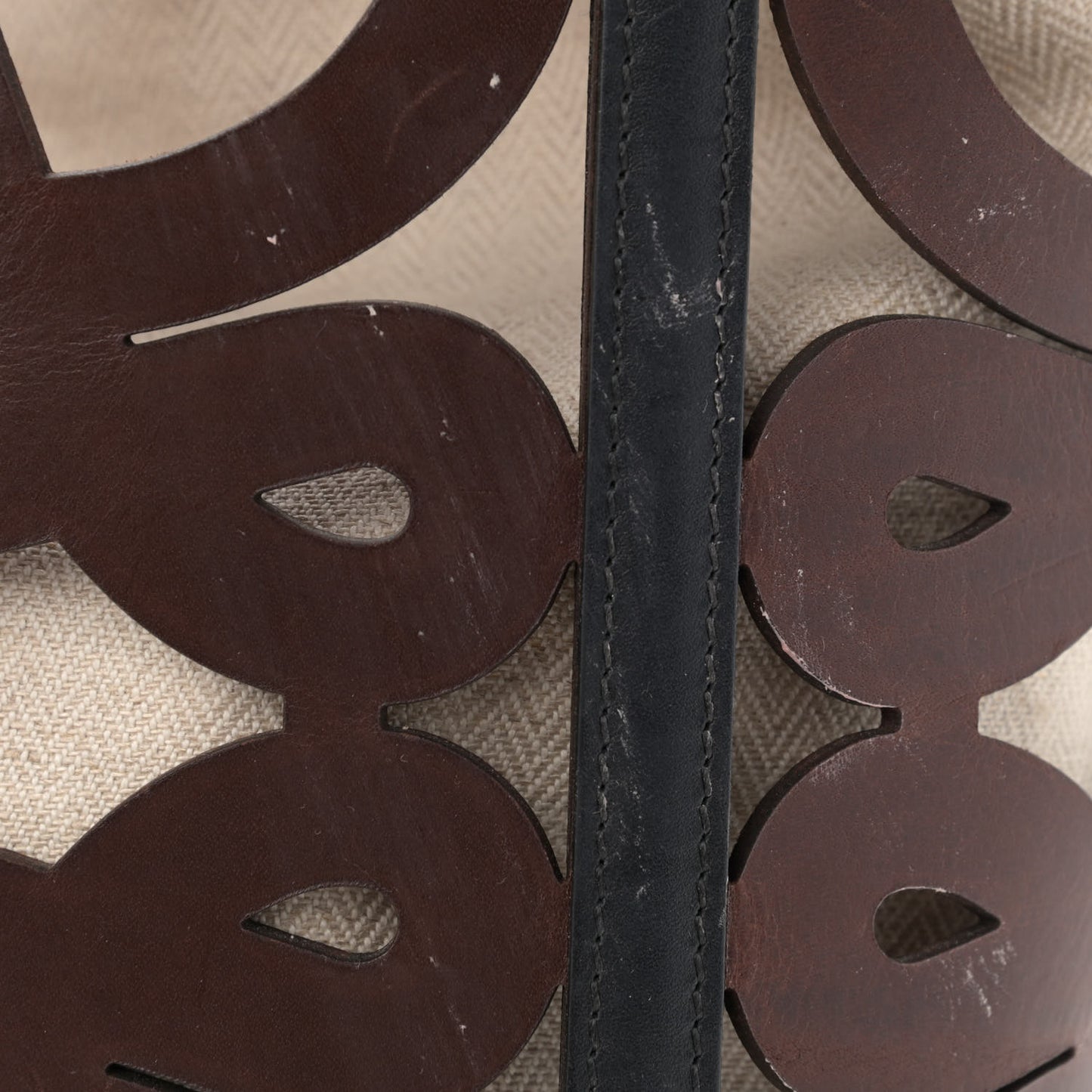 Smooth Calfskin Small Anagram Cutout Tote Brown Black