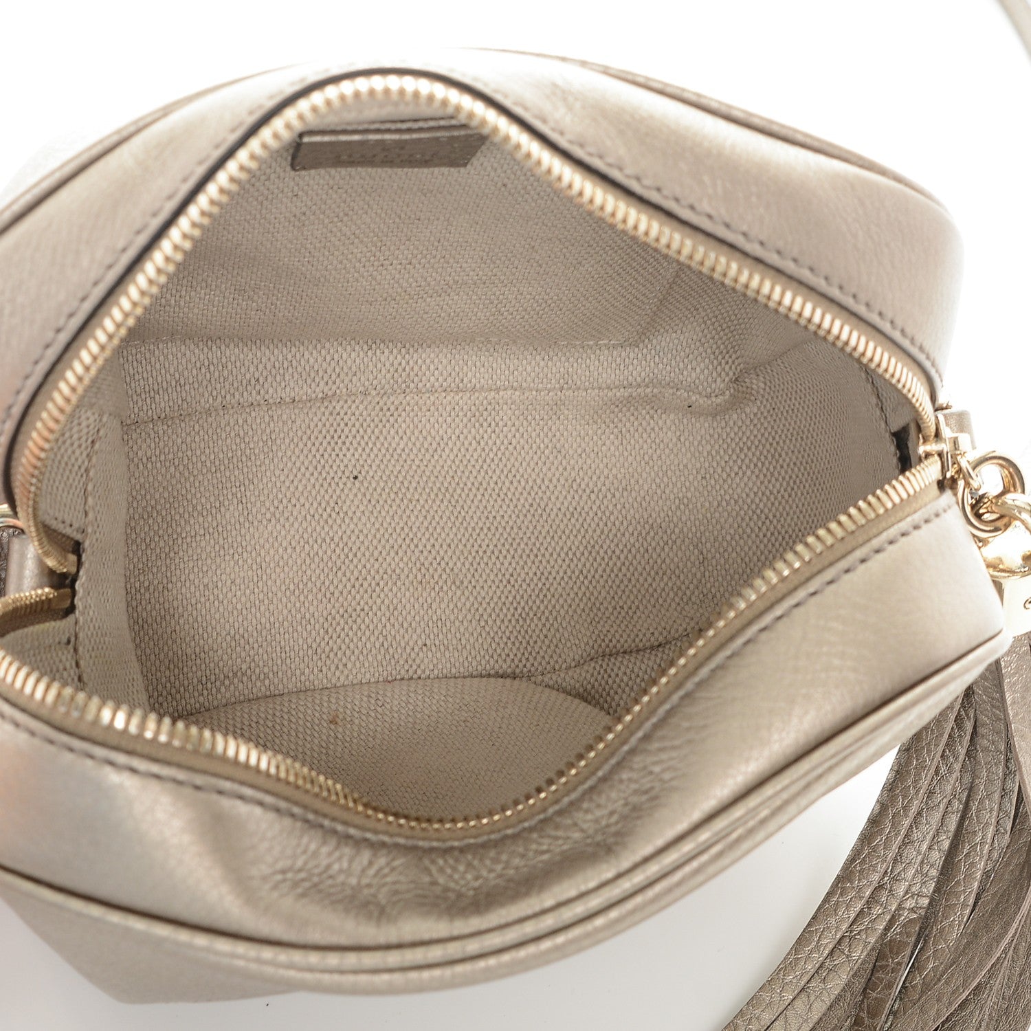 Gucci Metallic Pebbled Calfskin Small Soho Disco Bag Golden Beige 5 of 7