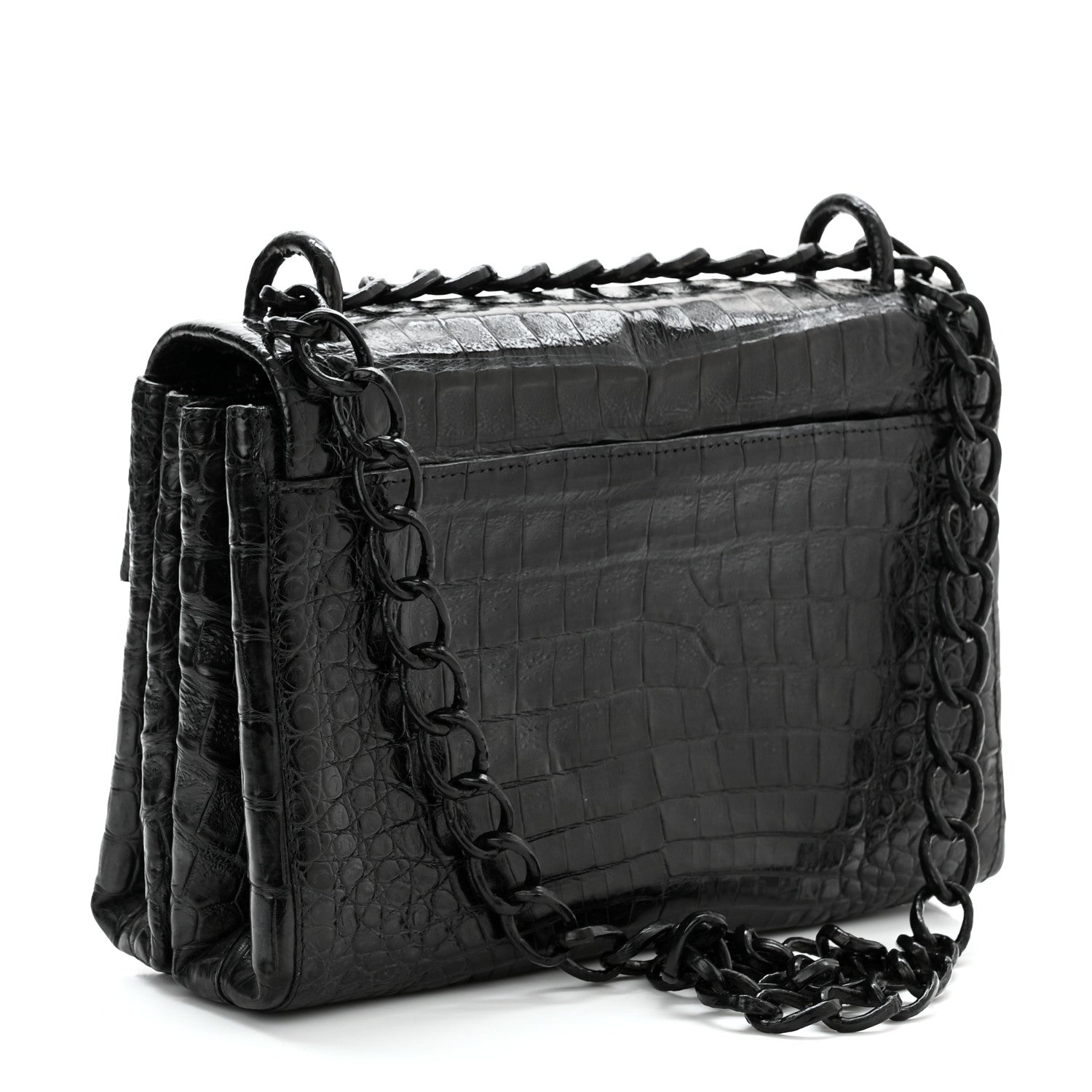 Nancy Gonzalez Crocodile Chain Flap Shoulder Bag Black 3 of 10