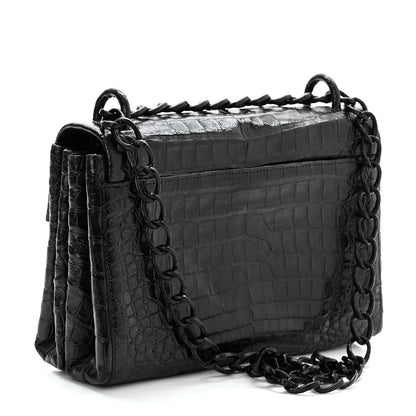 Nancy Gonzalez Crocodile Chain Flap Shoulder Bag Black 3 of 10