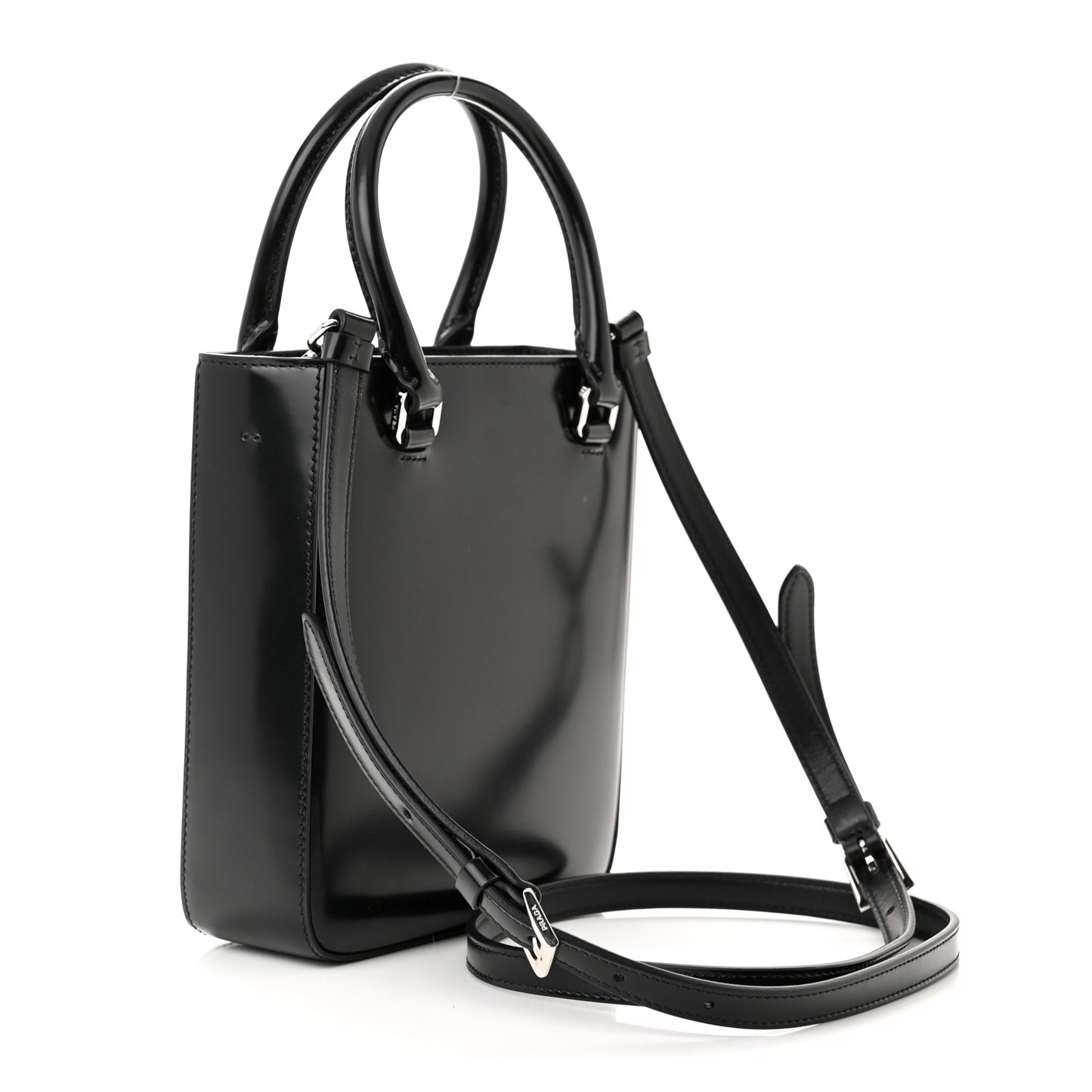 Spazzolato Triangle Small Double Handle Crossbody Tote Black