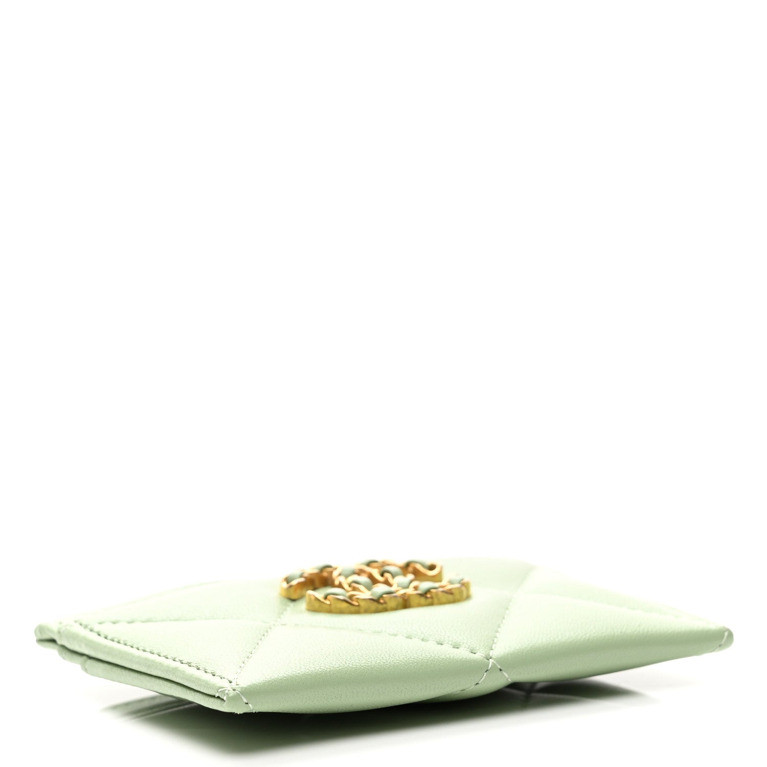 Chanel Lambskin Quilted Chanel 19 Card Holder Green 4 of 9