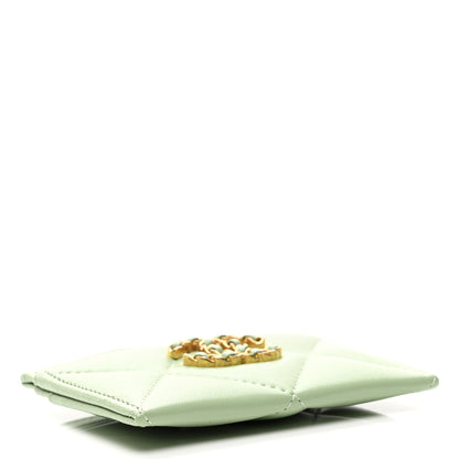 Chanel Lambskin Quilted Chanel 19 Card Holder Green 4 of 9