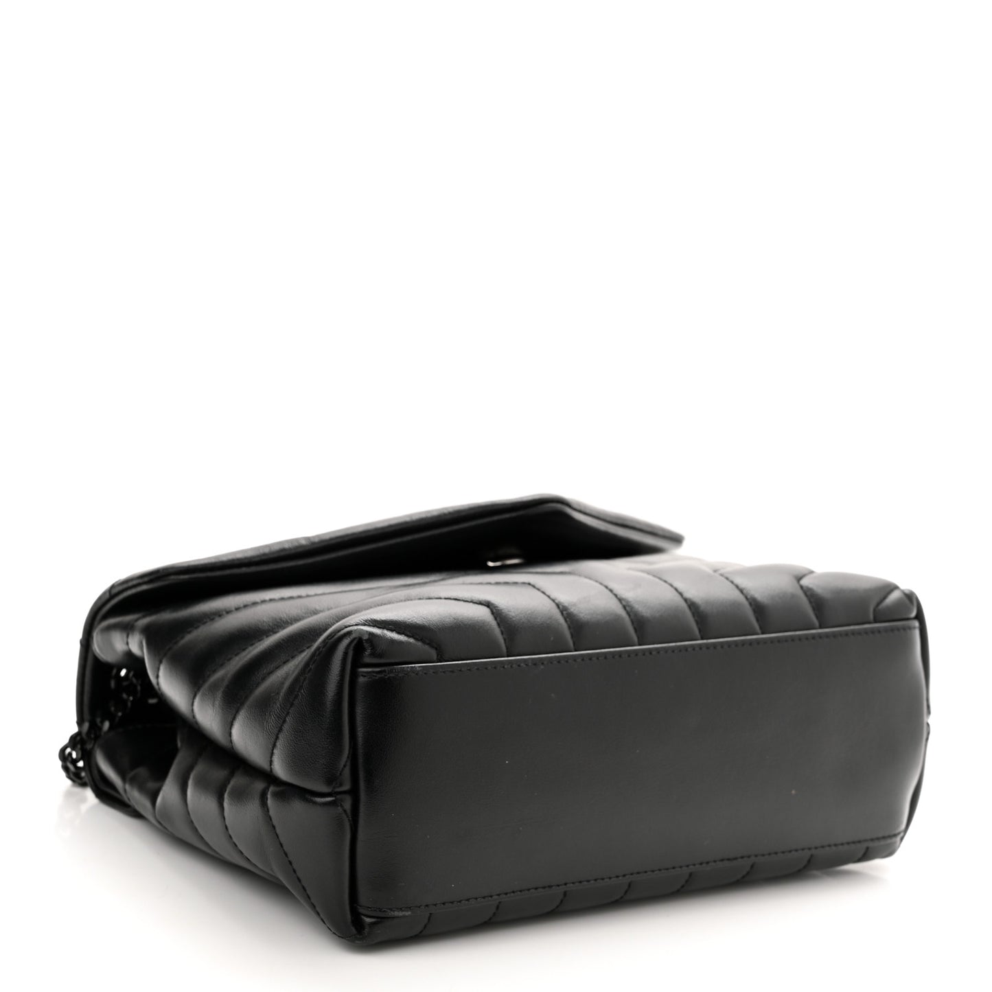 Calfskin Y Quilted Monogram Monochrome Small Loulou Chain Satchel Black