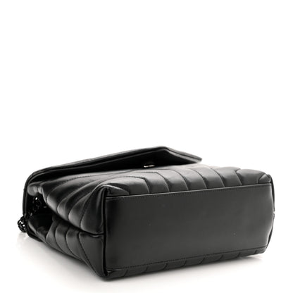 Saint Laurent Calfskin Y Quilted Monogram Monochrome Small Loulou Chain Satchel Black 3 of 12