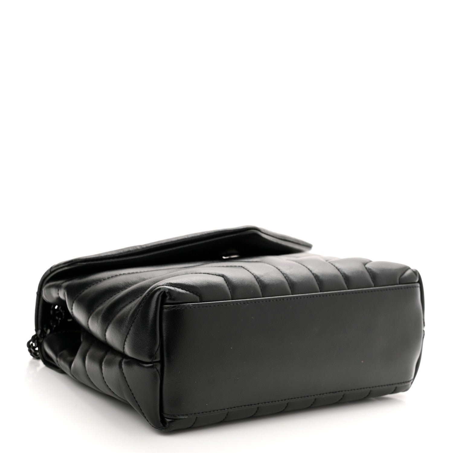 Saint Laurent Calfskin Y Quilted Monogram Monochrome Small Loulou Chain Satchel Black 4 of 13