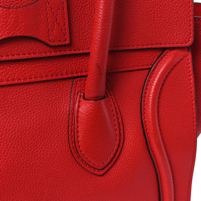 Celine Drummed Calfskin Mini Luggage Coquelicot 12 of 12