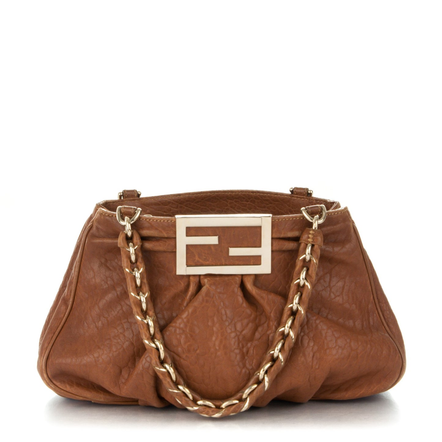 Crinkled Lambskin Small Mia Tote Camel