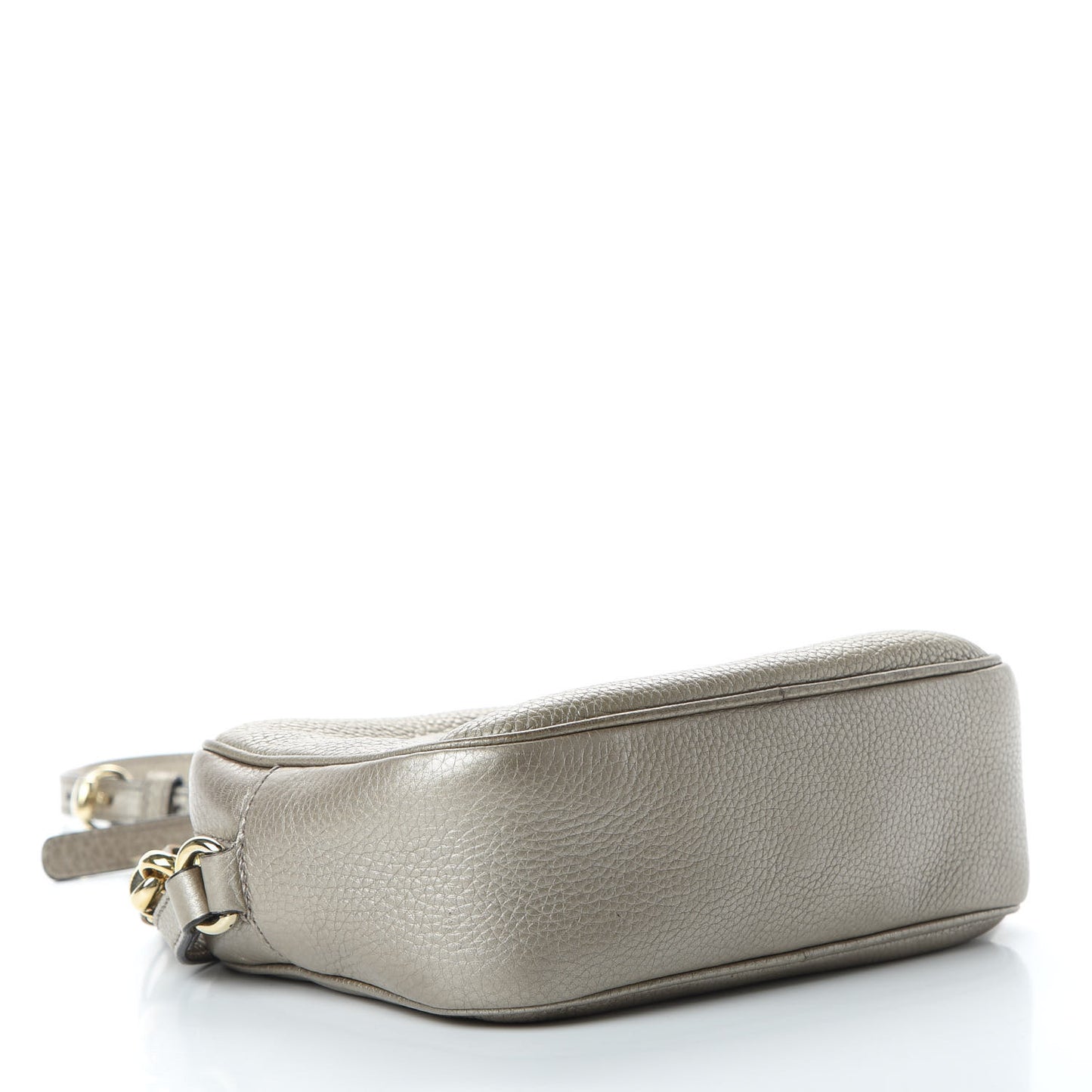 Metallic Pebbled Calfskin Small Soho Disco Bag Golden Beige