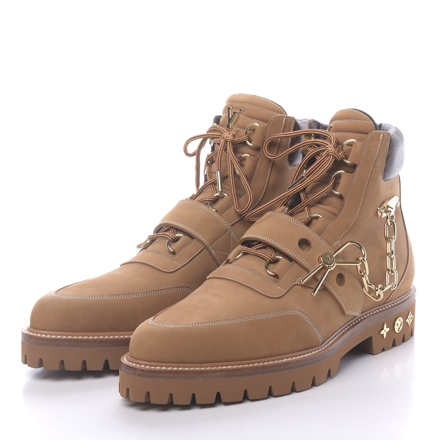 Louis Vuitton Suede Calfskin Monogram Mens Creeper Ankle Boots 8.5 Beige 3 of 8
