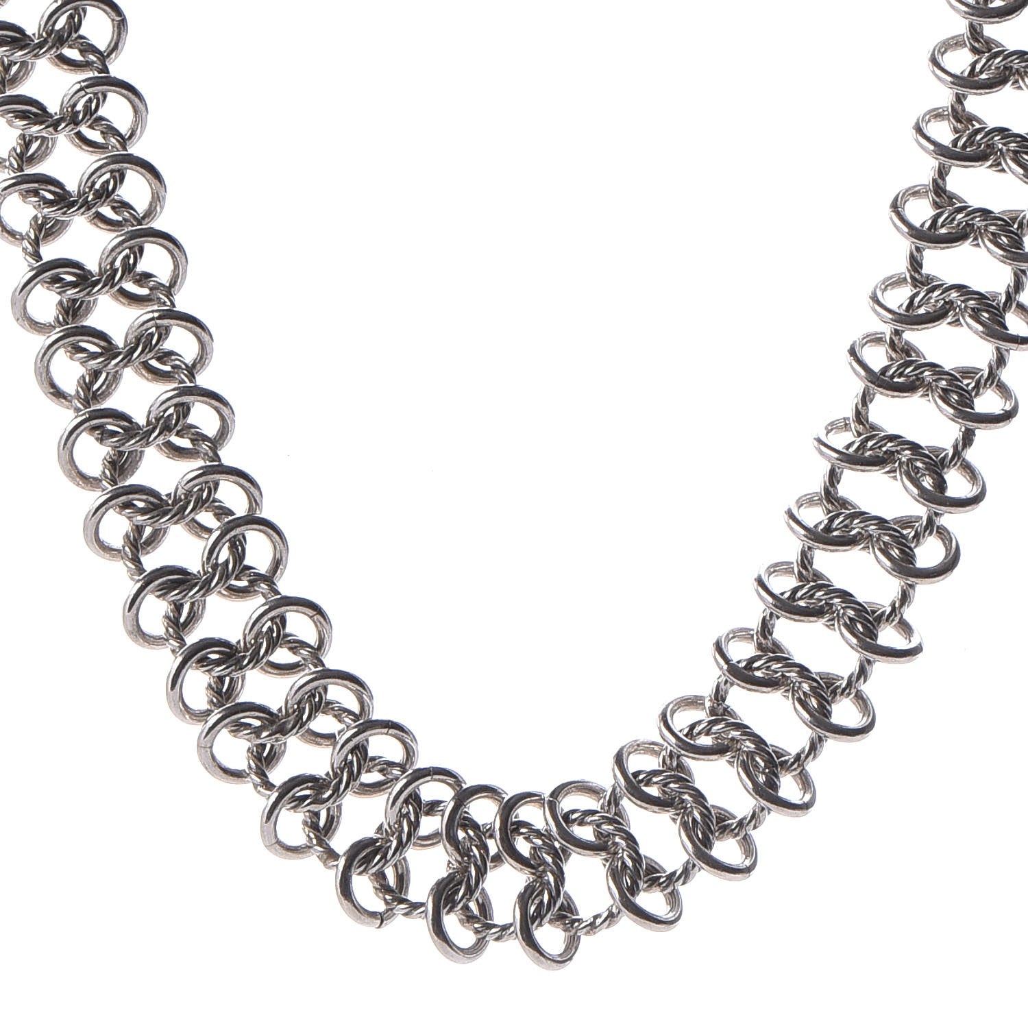 David Yurman Sterling Silver 18K Yellow Gold Atlas Chain Mail Necklace 1 of 5