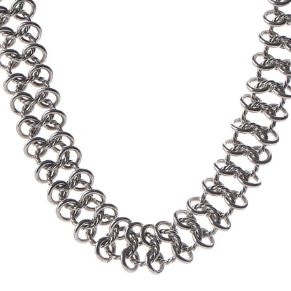 David Yurman Sterling Silver 18K Yellow Gold Atlas Chain Mail Necklace 1 of 5
