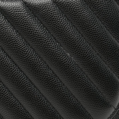 Chanel Iridescent Caviar Chevron Quilted Jumbo Double Flap Black 11 of 12